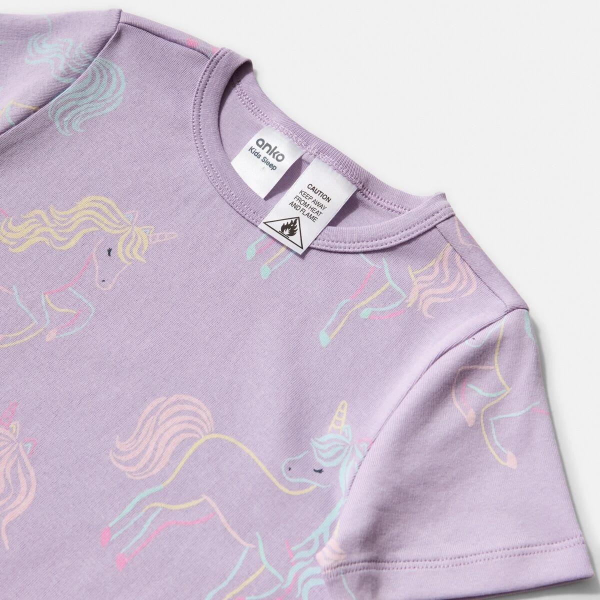 5 Short Sleeve Ribbed Pyjama Set PURPLE UNICORN, 5 of 6