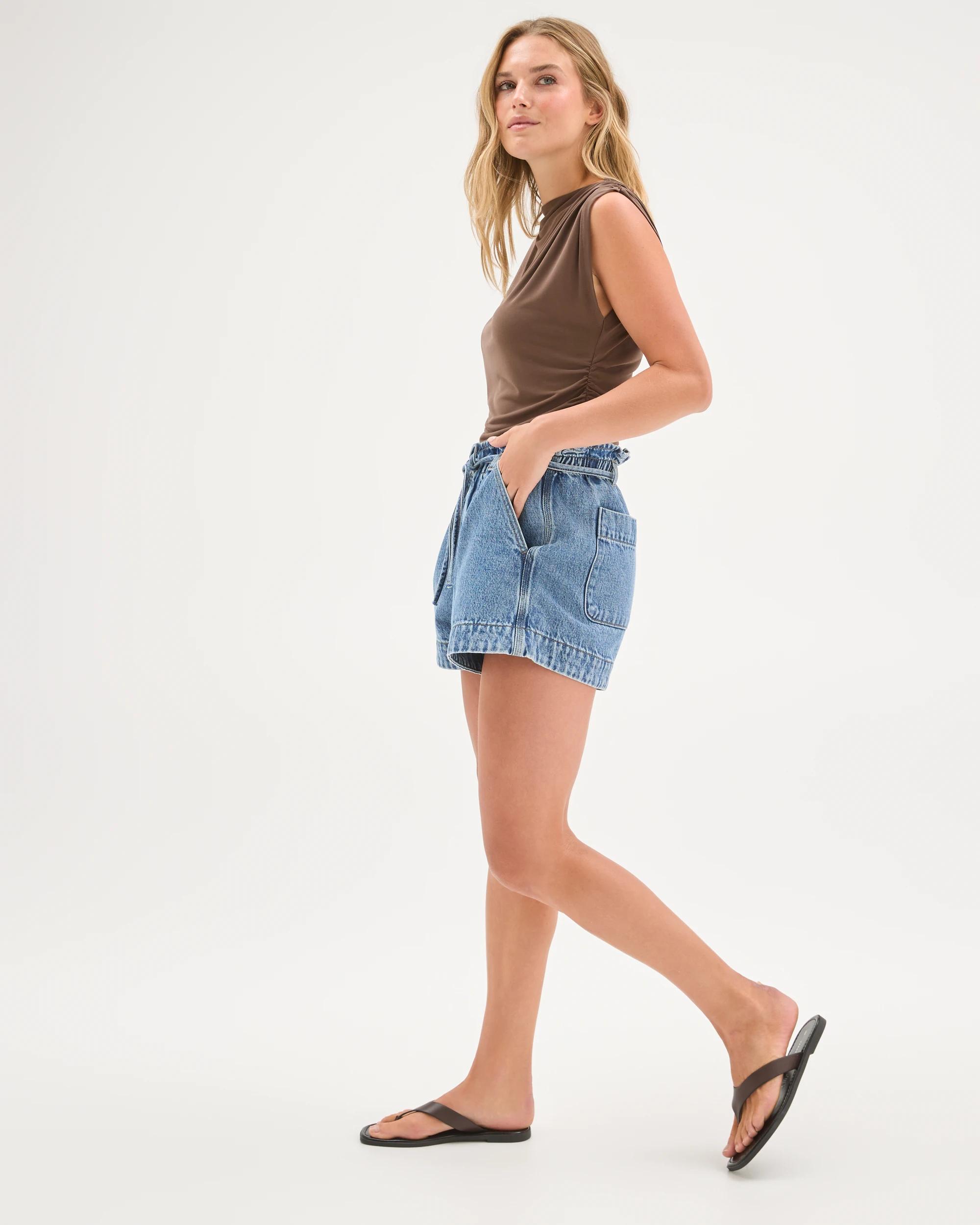 2 Lily Loves Paperbag Denim Shorts NAPLES BLUE, 2 of 6