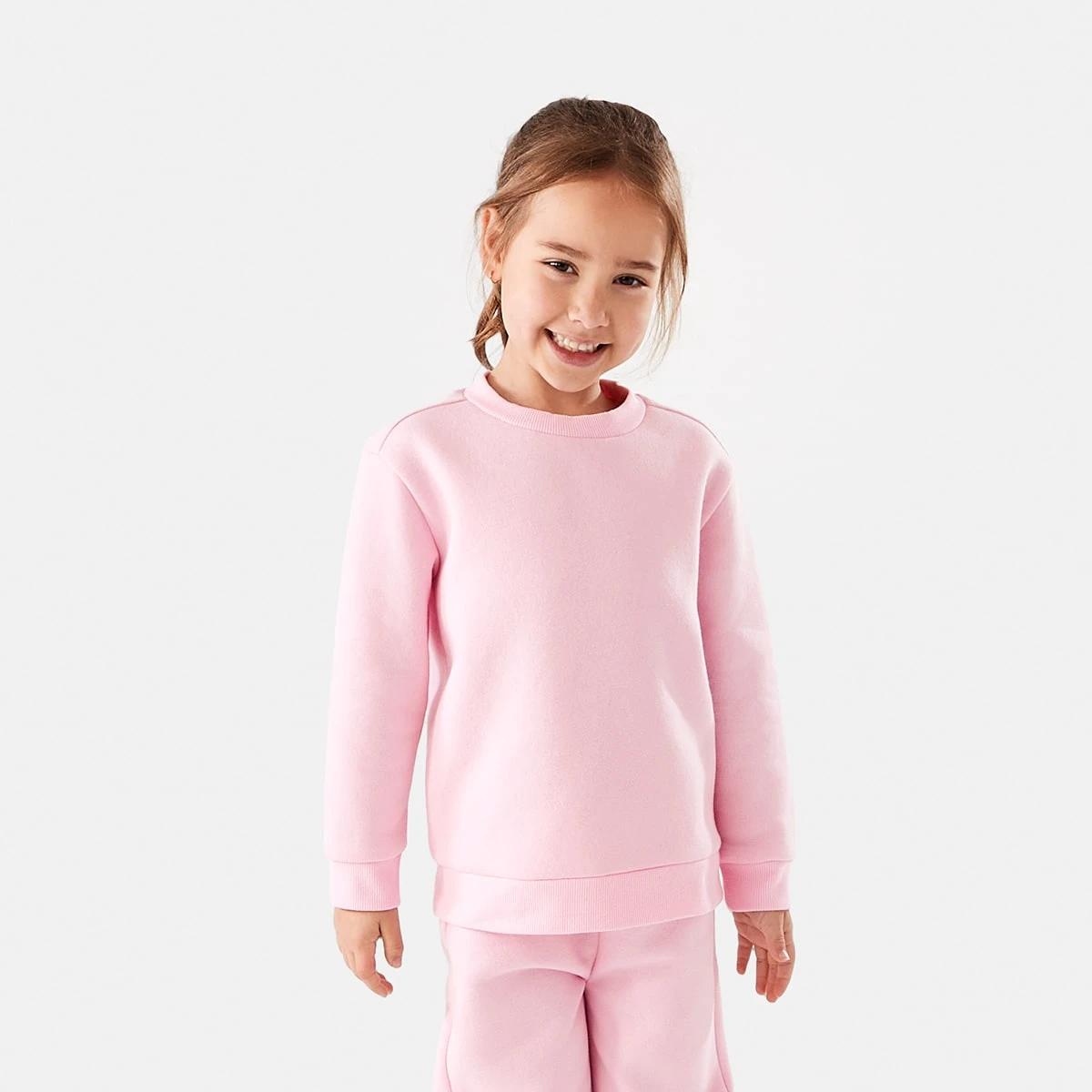 1 Basic Crew Neck Sweatshirt Light Pink, 1 of 9