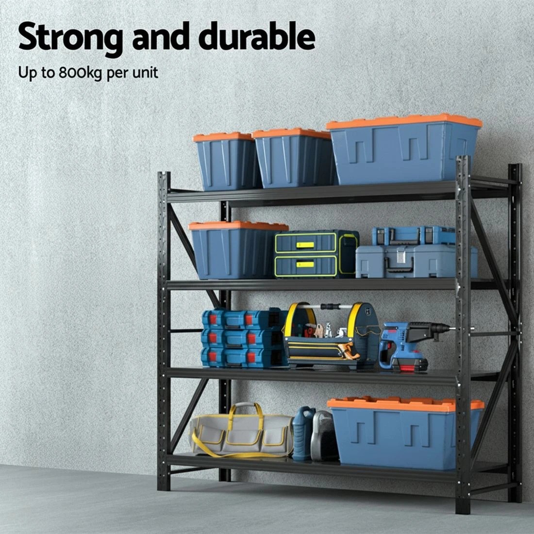4 Giantz 2Mx1.8M Garage Shelving Warehouse Rack Pallet Racking Storage Shelf - Black, 4 of 6