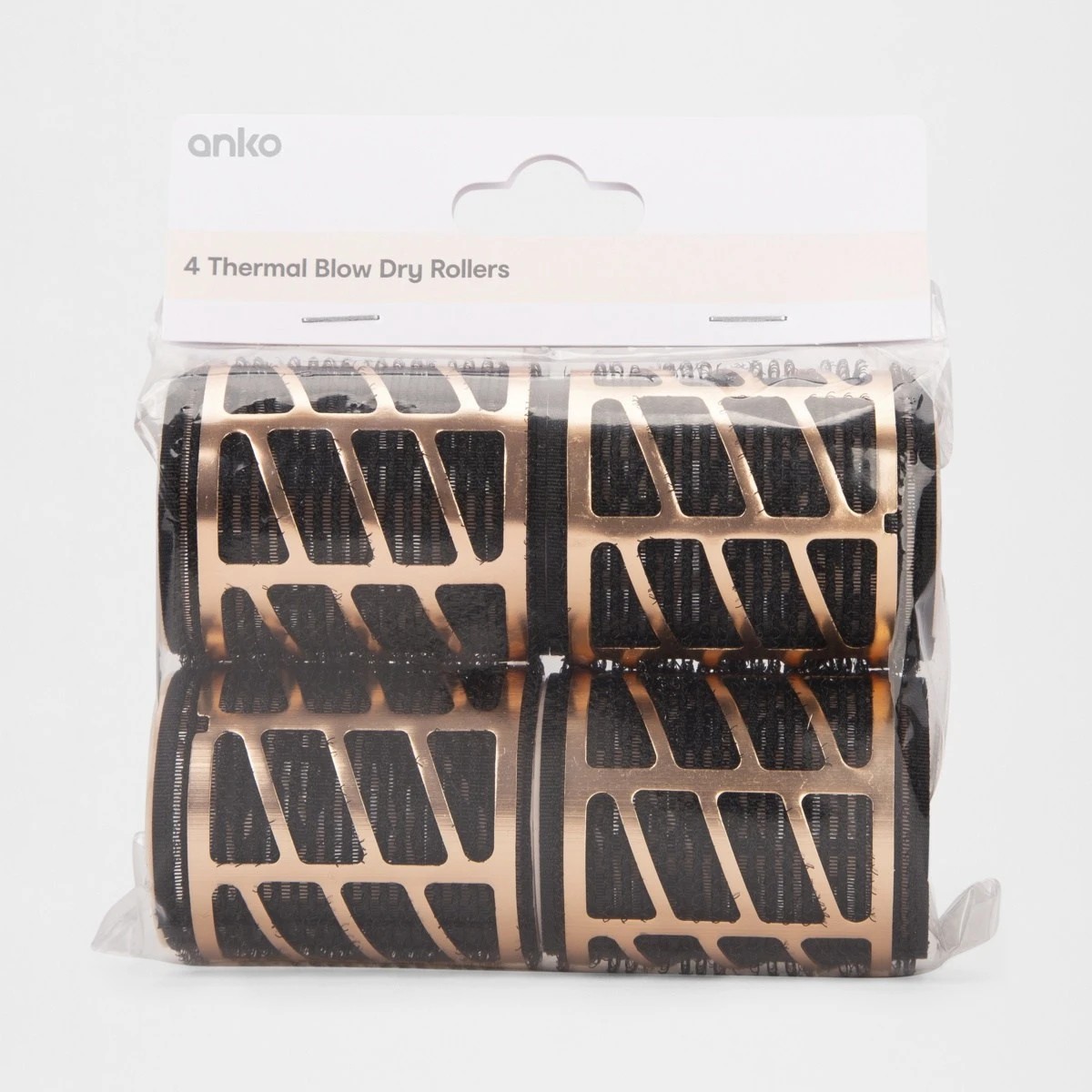 1 4 Pack Thermal Blow Dry Rollers - Large, Black and Gold Look, 1 of 5