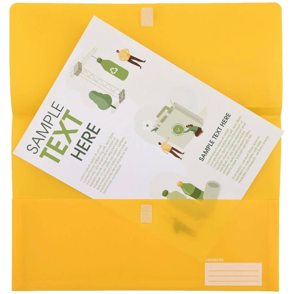 3 J.Burrows Foolscap Document Wallet Yellow, 3 of 3