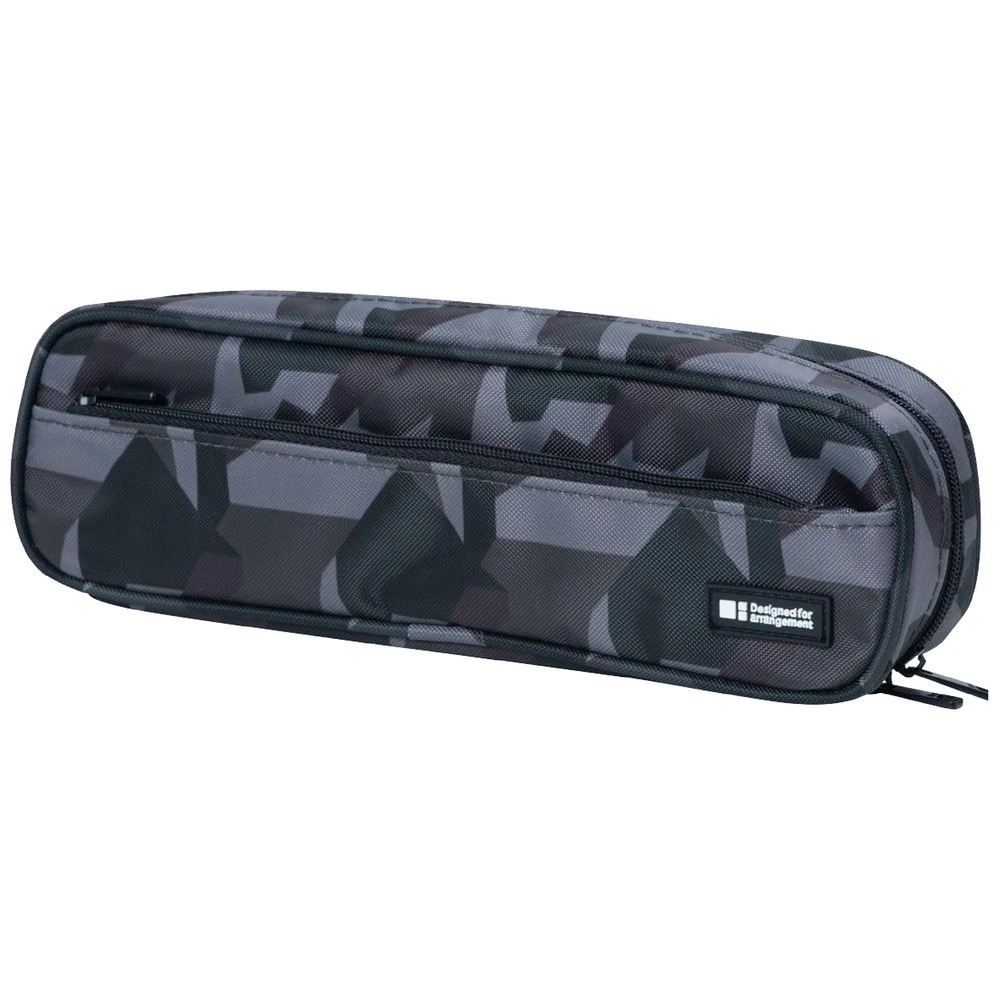 1 Liht Lab Twin Zip Multi Compartment Pencil Case Green Camo, 1 of 4