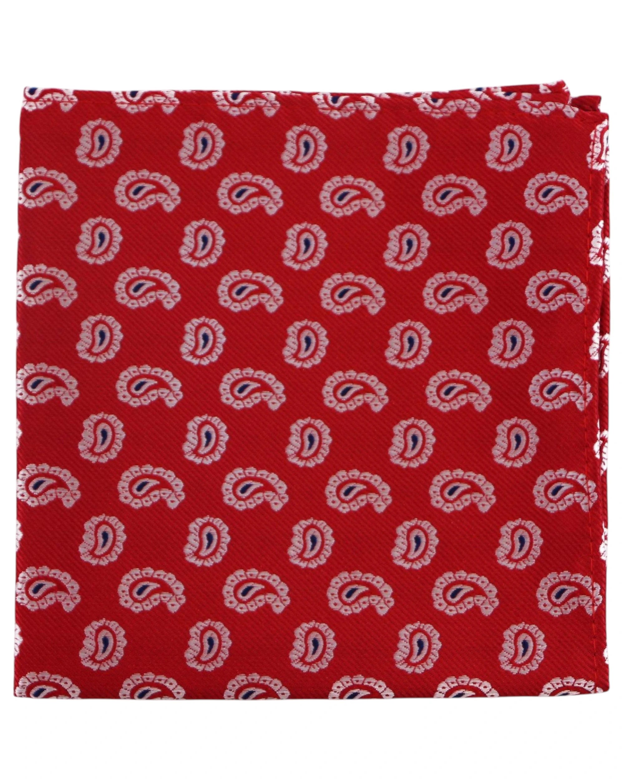 1 Zasel Mens Red, White & Black Mini Paisley Silk Pocket Square - Multi - Multi, 1 of 3