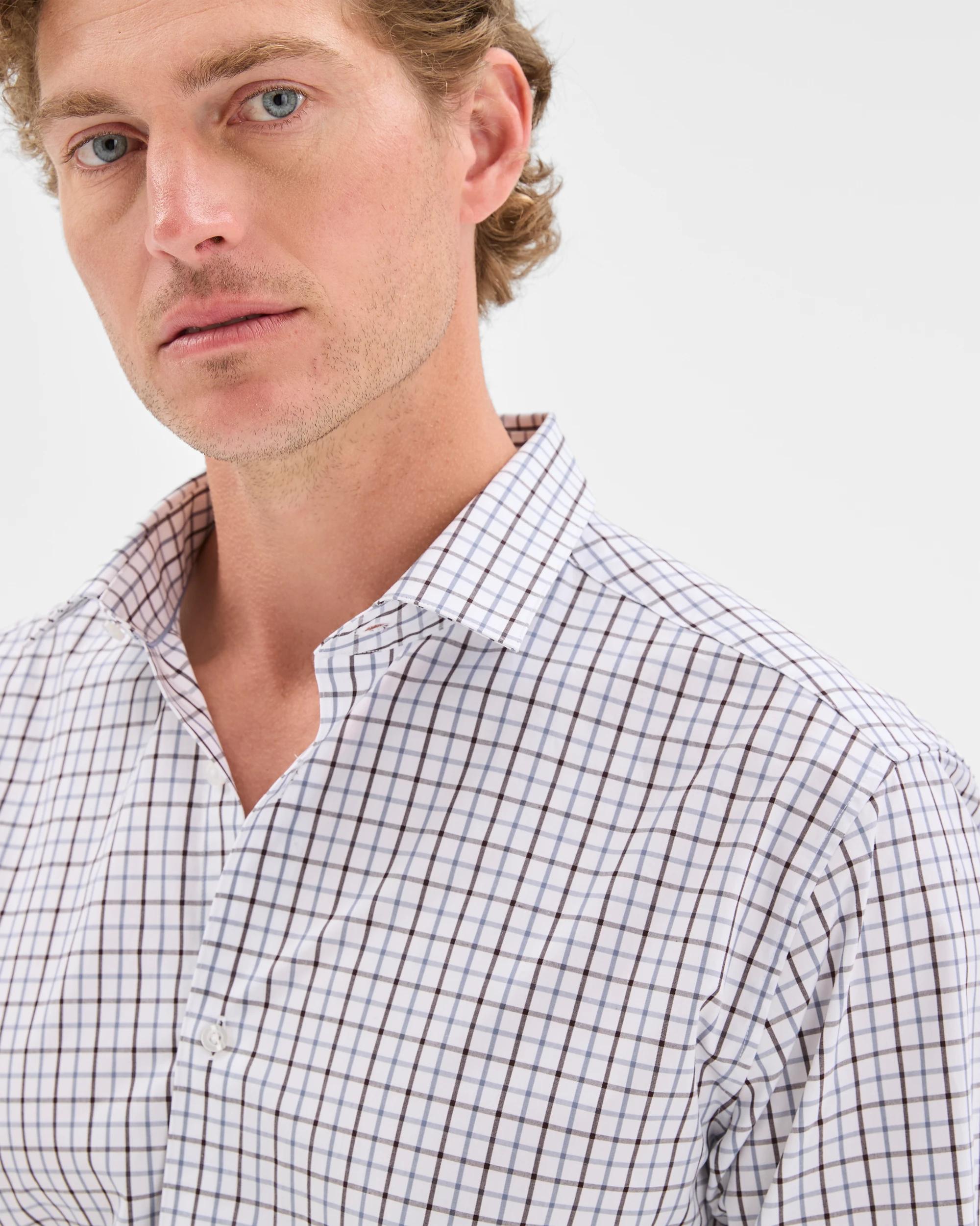 2 Preview Australian Cotton Tattersall Check Business Shirt BLUE, 2 of 7