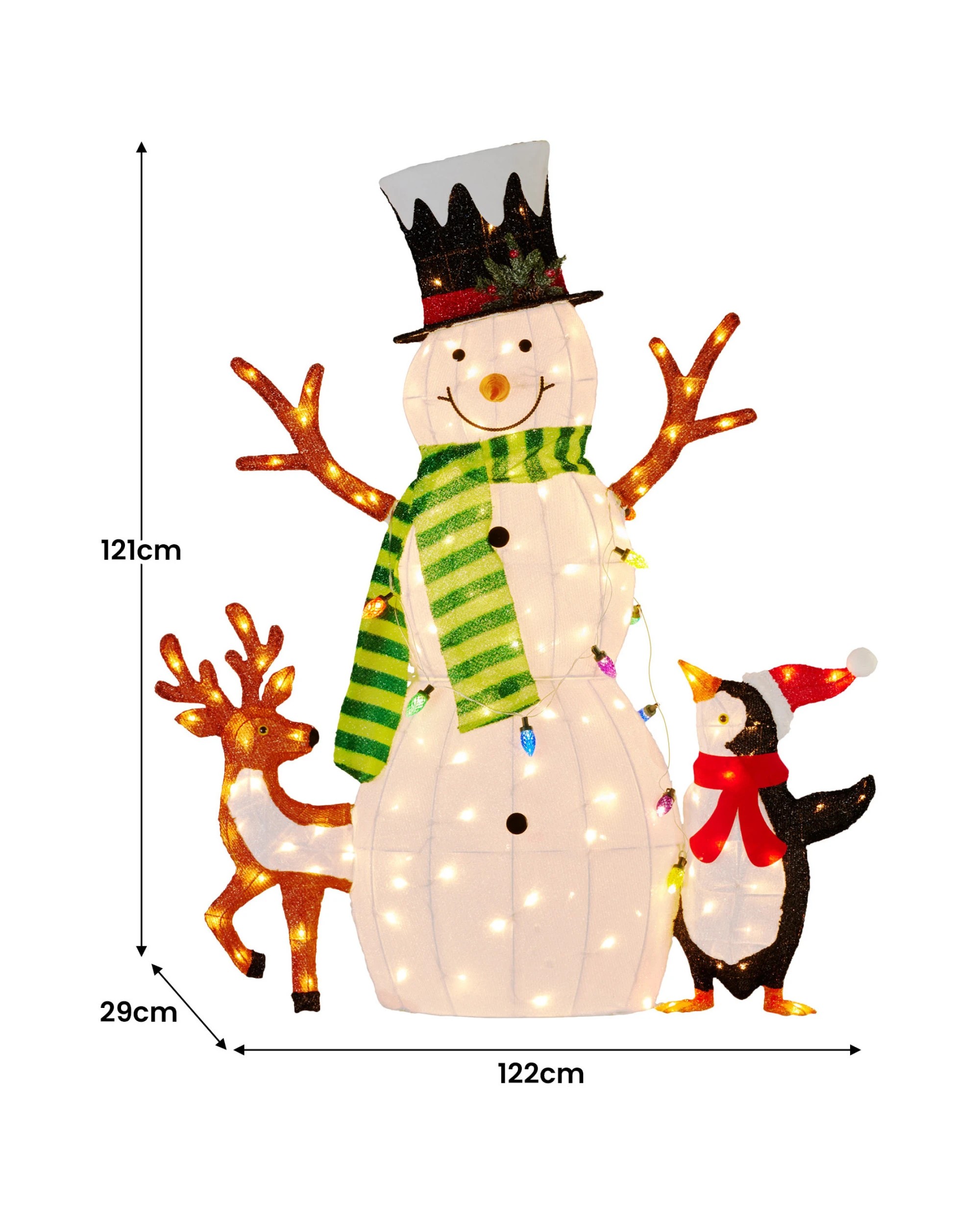 3 Christabelle 1.2m Christmas Snowman Display Indoor Outdoor with LED Lights and Animals Decoration, 3 of 4