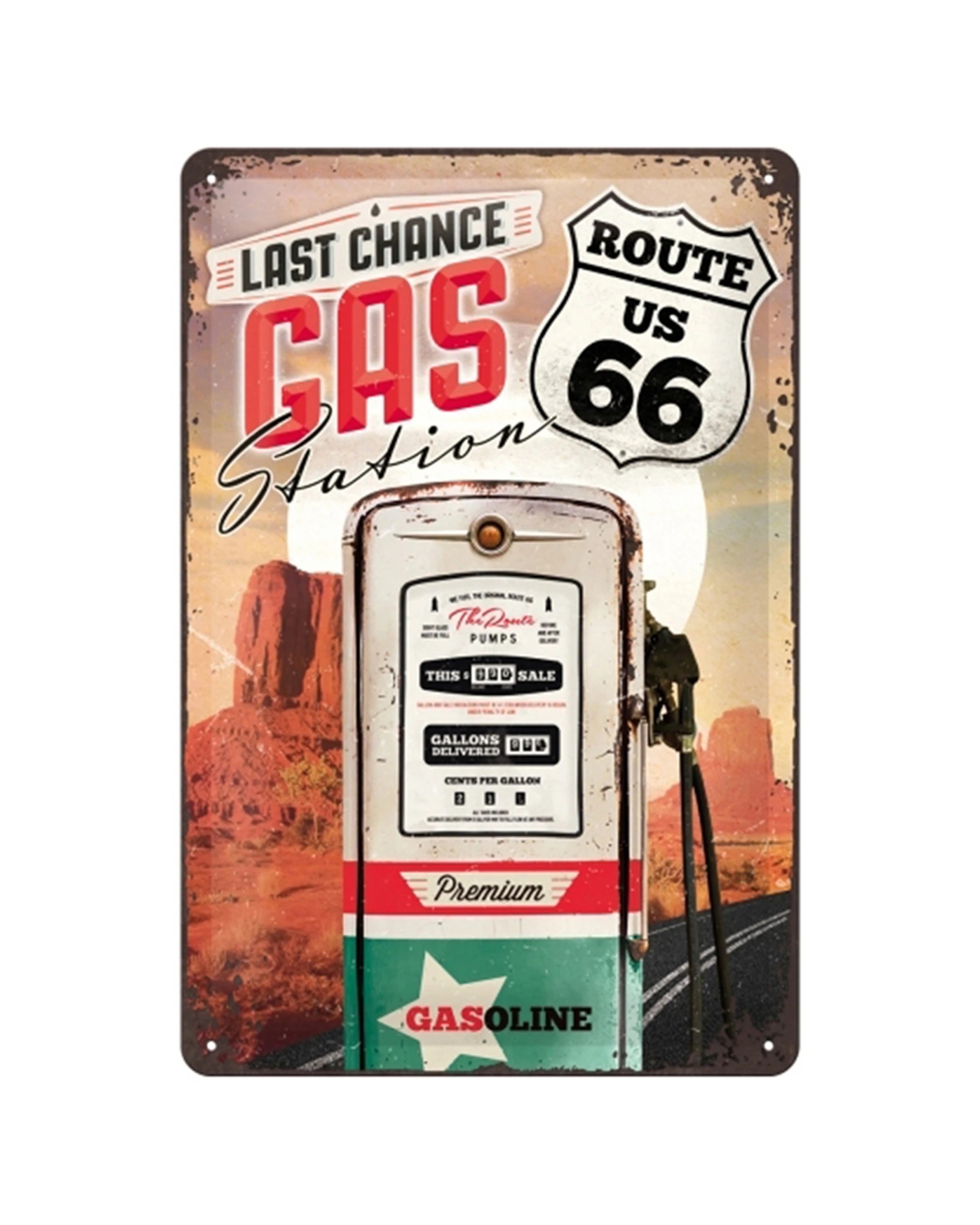 1 Nostalgic-Art Medium 20x30cm Metal Wall Art Sign Plaque - Route 66 Gas Station - Multi, 1 of 1