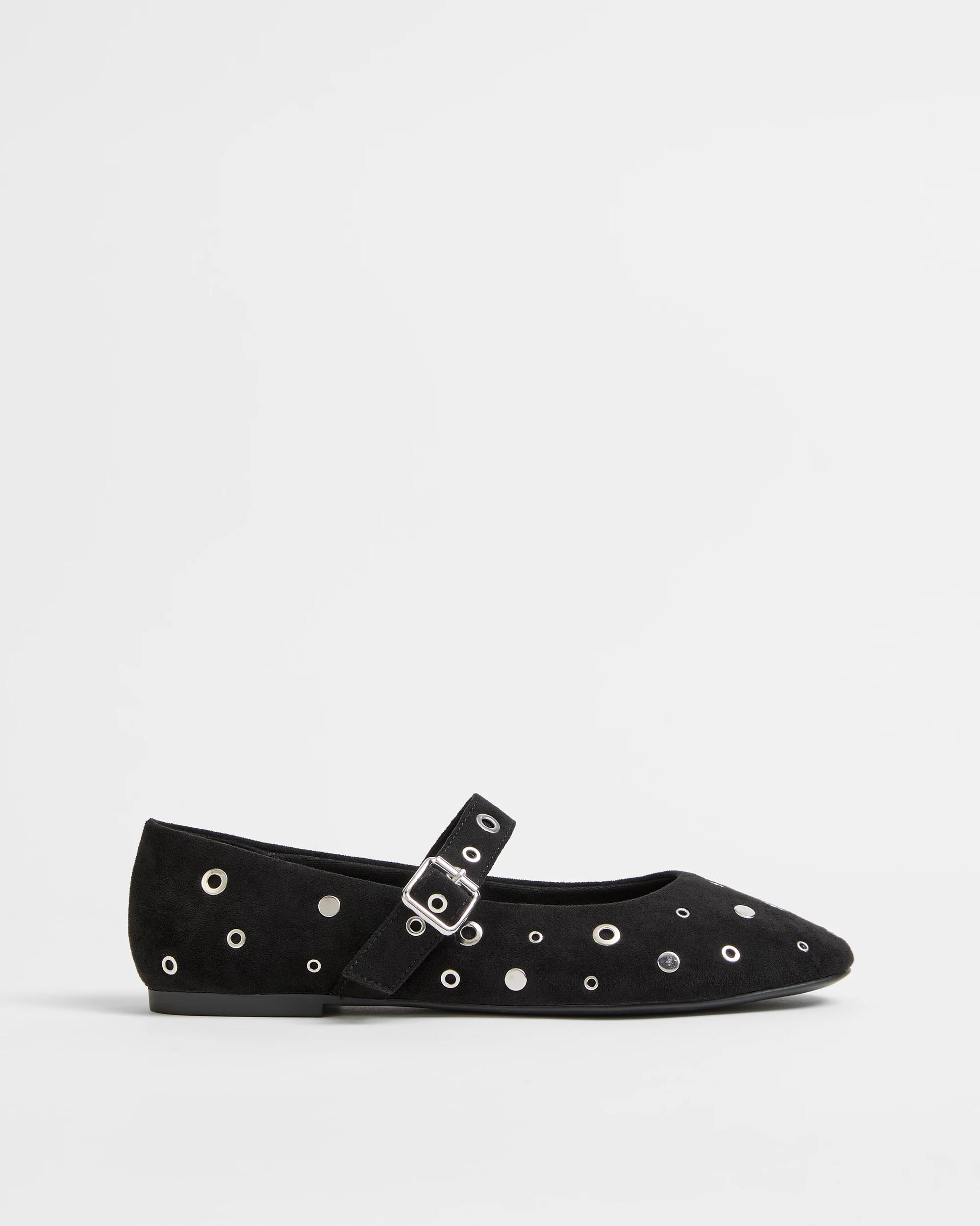 1 Target Woman Eyelet Ballet Flat - Ava BLACK, 1 of 3
