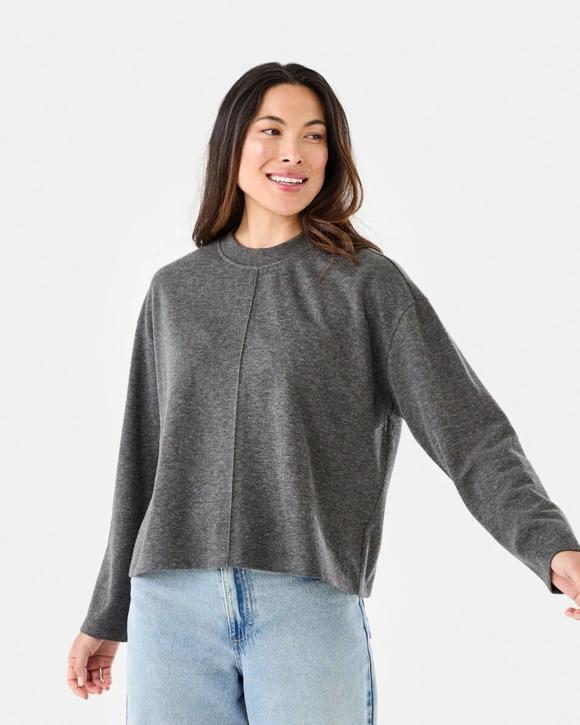 Long Sleeve Brushed Seam Detail Top