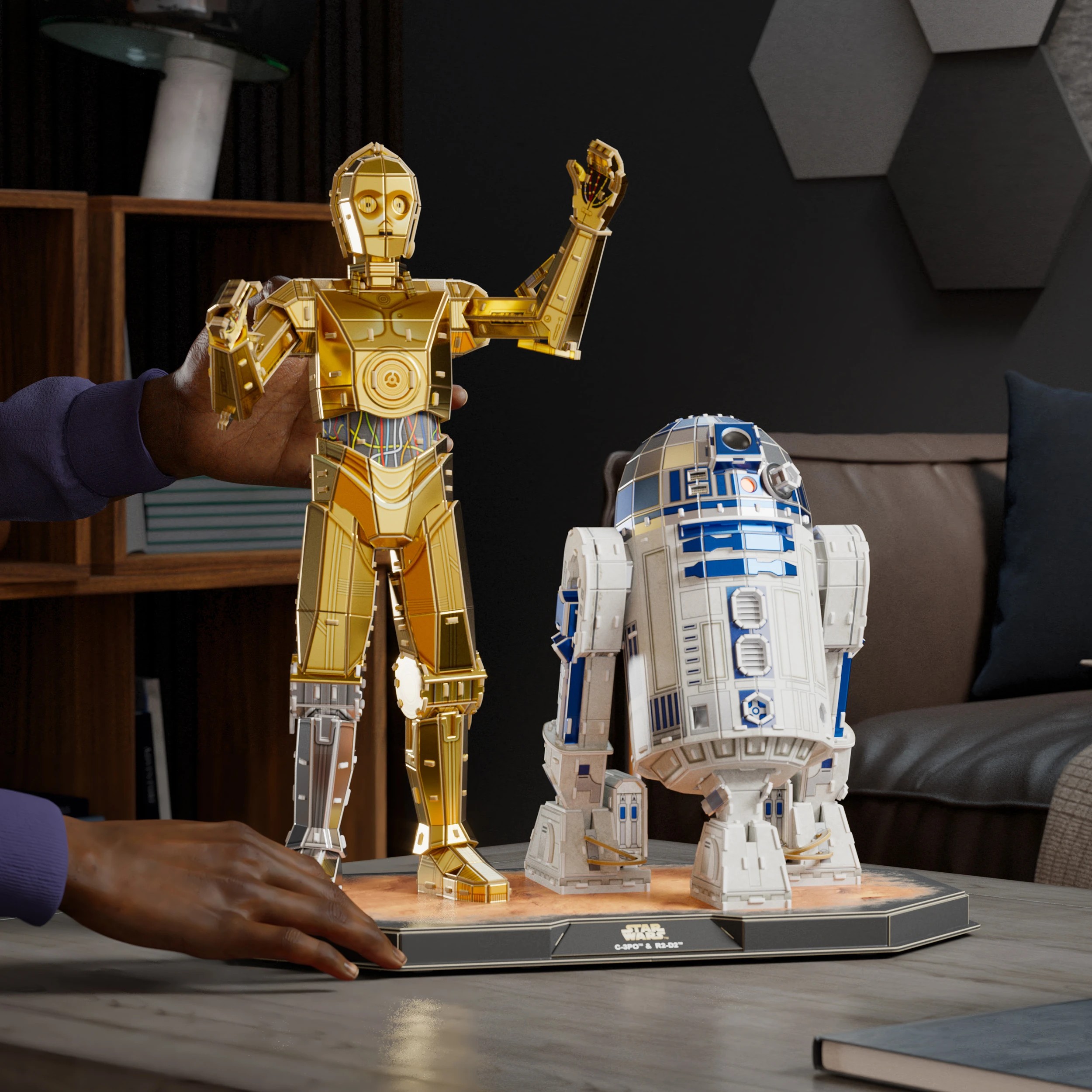 4 Disney Star Wars C - 3PO & R2 - D2 3D Puzzle Model Kit Puzzle with Stand from 4D Build - Multi, 4 of 5