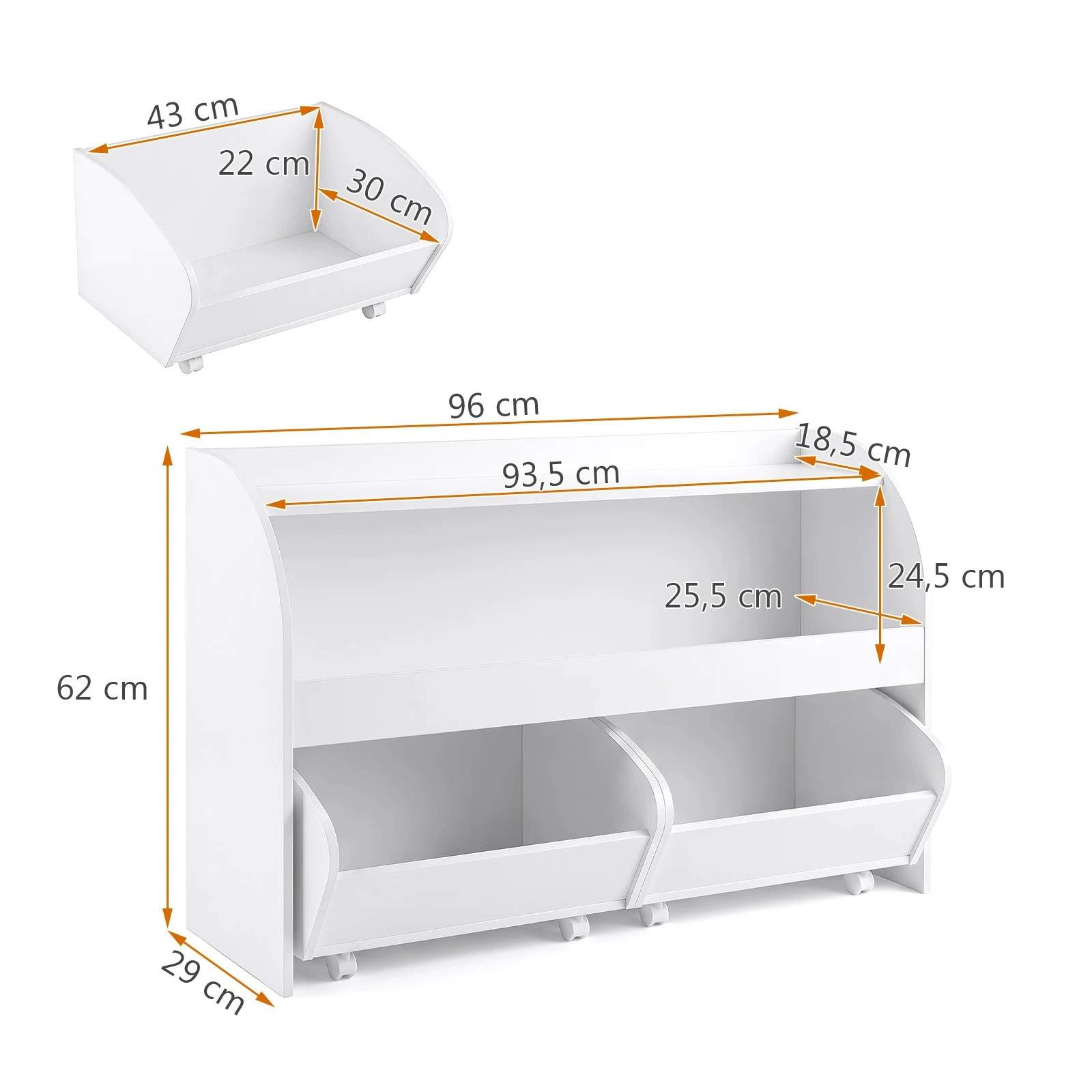2 Costway Toy Storage Organizer Cabinet Montessori Bookshelf 2 Rolling Drawers - White, 2 of 5