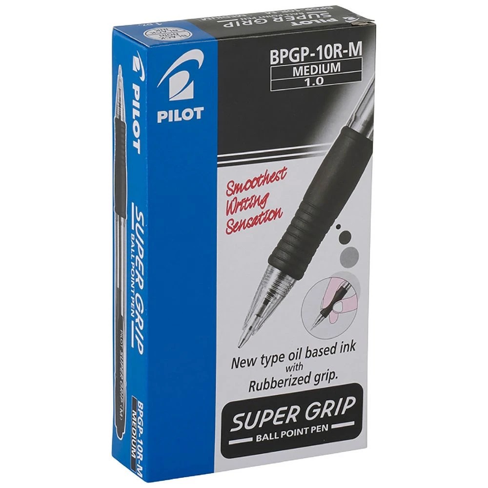 1 PILOT SuperGrip Retractable Ballpoint Medium 1mm Black 12 Pk, 1 of 2