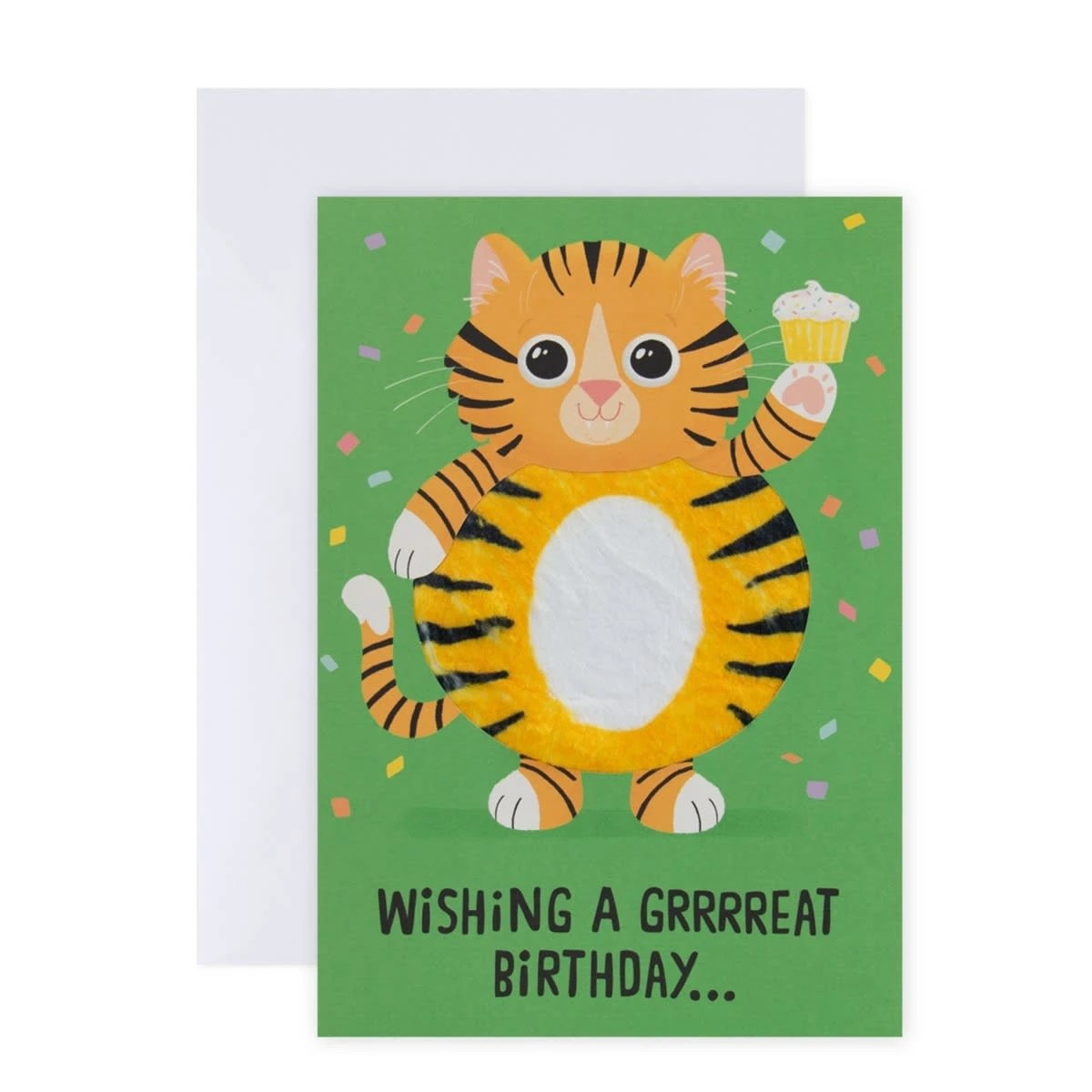 1 Hallmark Fuzzy Belly Tiger Birthday Card - Grrrreat Birthday!, 1 of 3