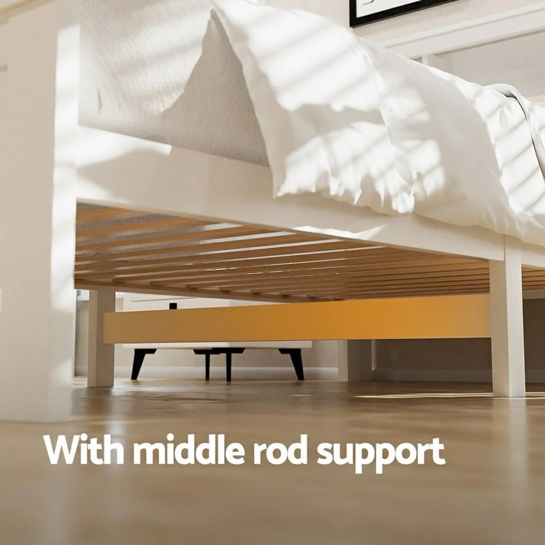 4 Artiss Bed Frame King Single Size Wooden with 2 Storage Drawers - White, 4 of 8