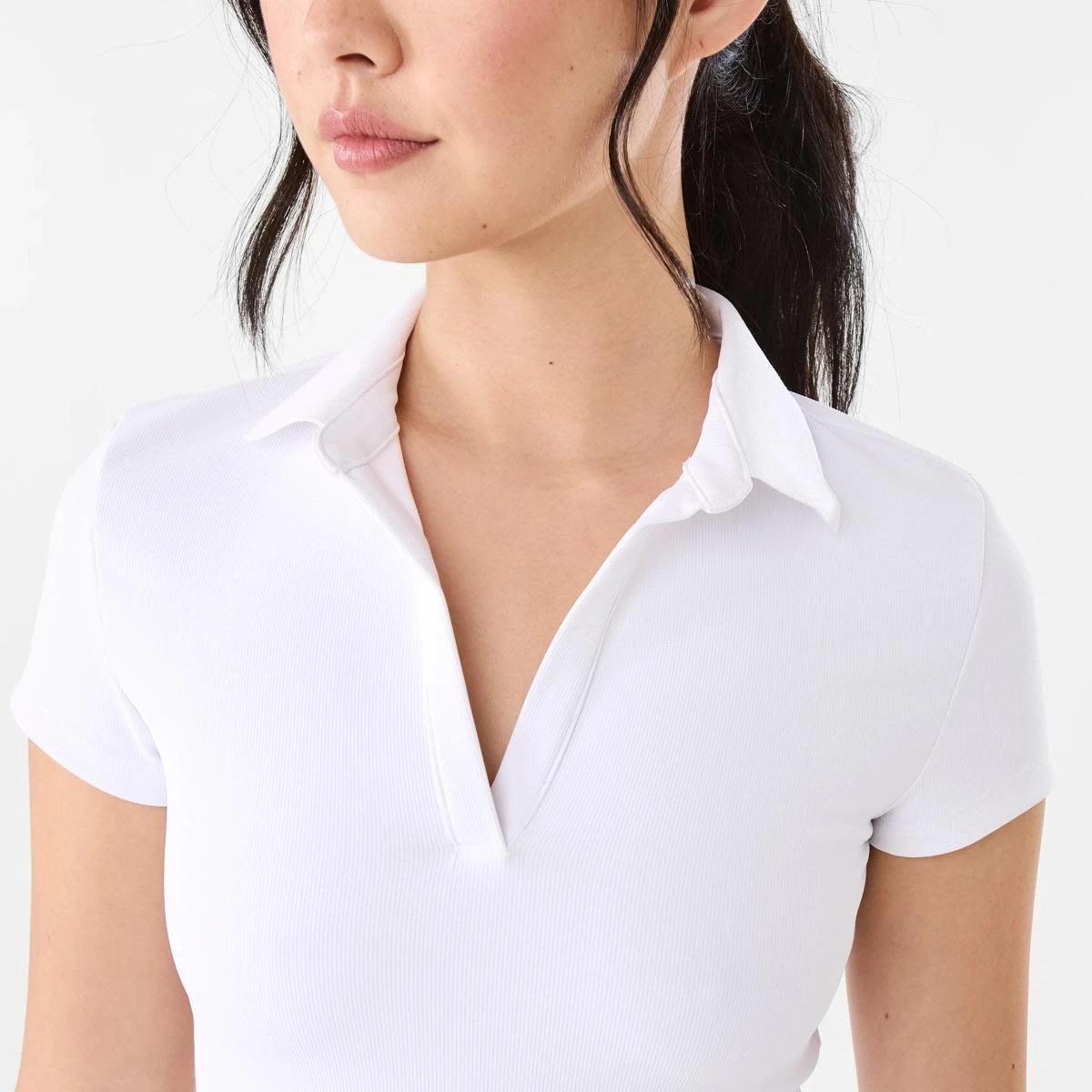 6 Active Womens Collared Baby T-shirt White, 6 of 7