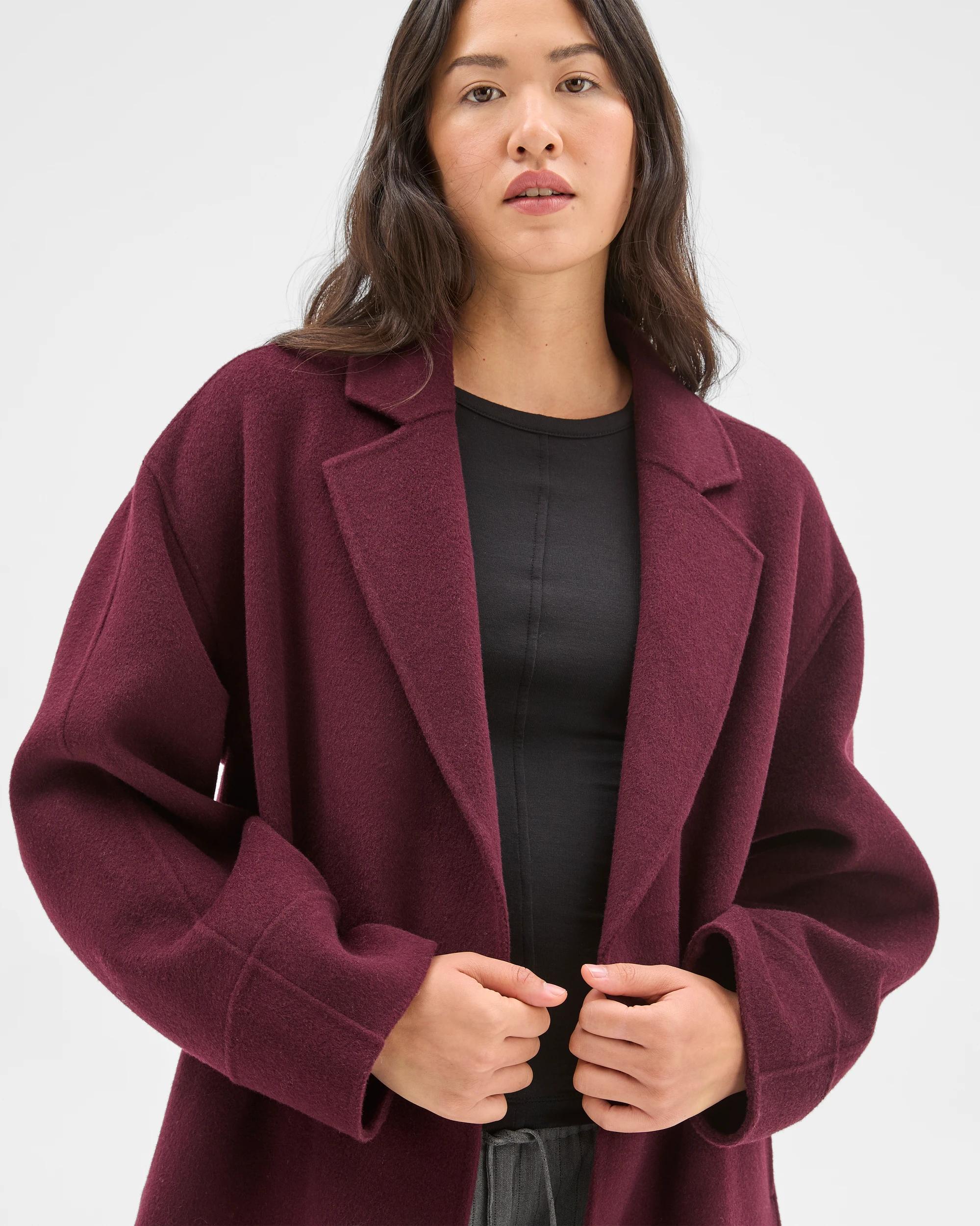 4 Preview Wool Blend Double Breasted Cocoon Coat PINOT, 4 of 7