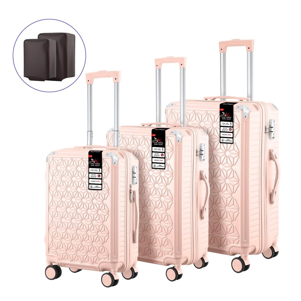 1 Buon Viaggio 3 Piece Luggage Set Suitcases Carry On Traveller Bags, 1 of 4