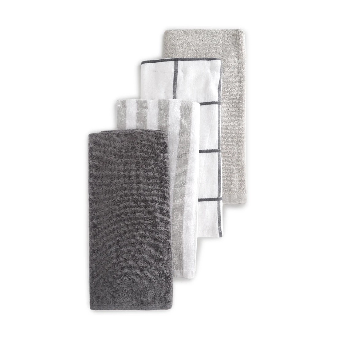 1 4 Pack Grey Linear Terry Tea Towels, 1 of 7