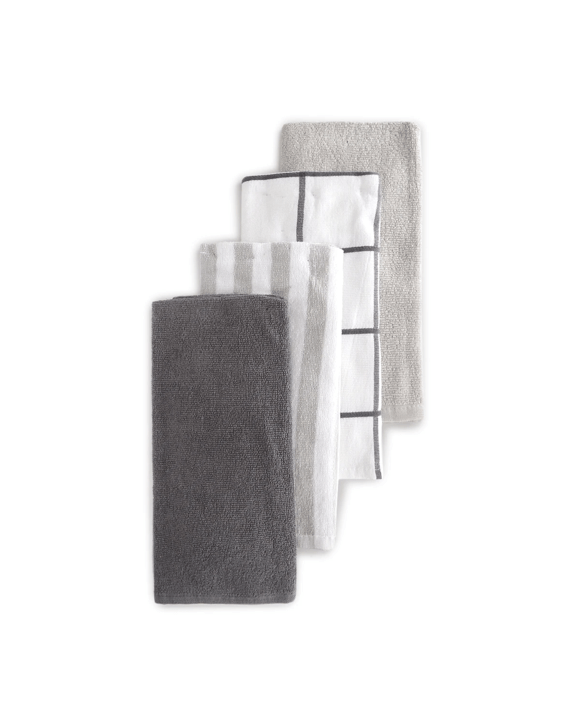 4 Pack Grey Linear Terry Tea Towels
