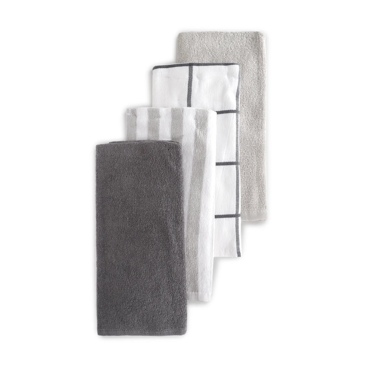 1 4 Pack Grey Linear Terry Tea Towels, 1 of 7