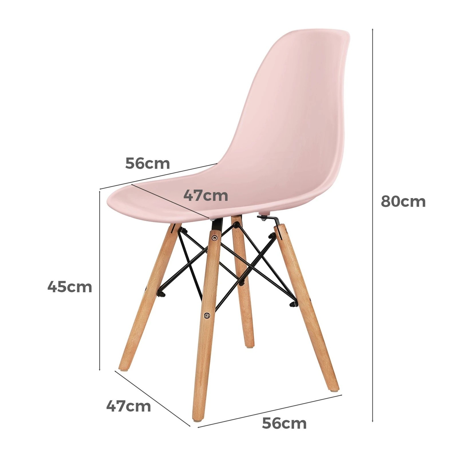 8 Alfordson 4x Dining Chairs Retro Steel Kitchen Lounge Cafe Solid Wood - Pink, 8 of 10