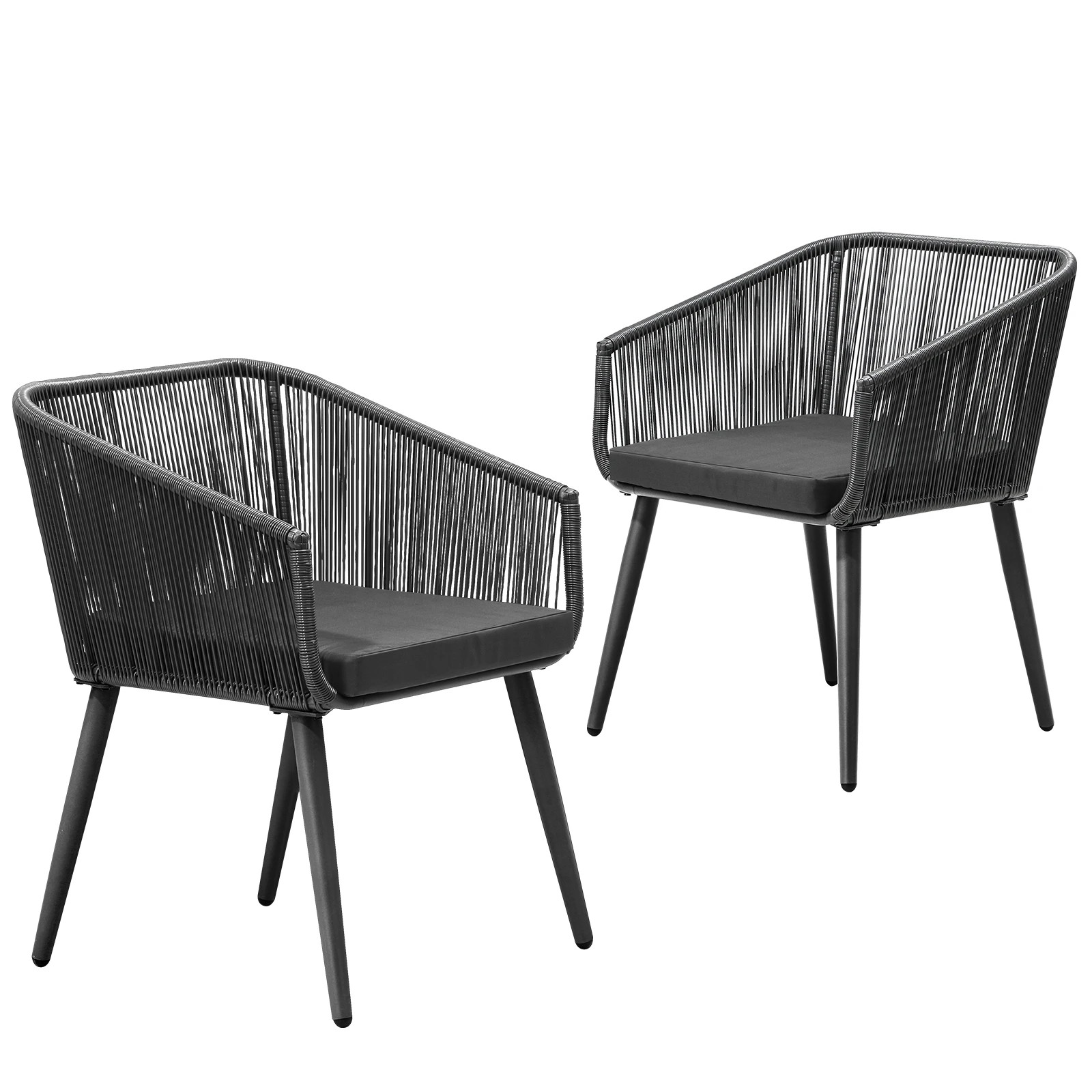 1 Livsip Outdoor Furniture Lounge Setting Chairs Set Of 2 Bistro Patio Garden Set - Grey, 1 of 9