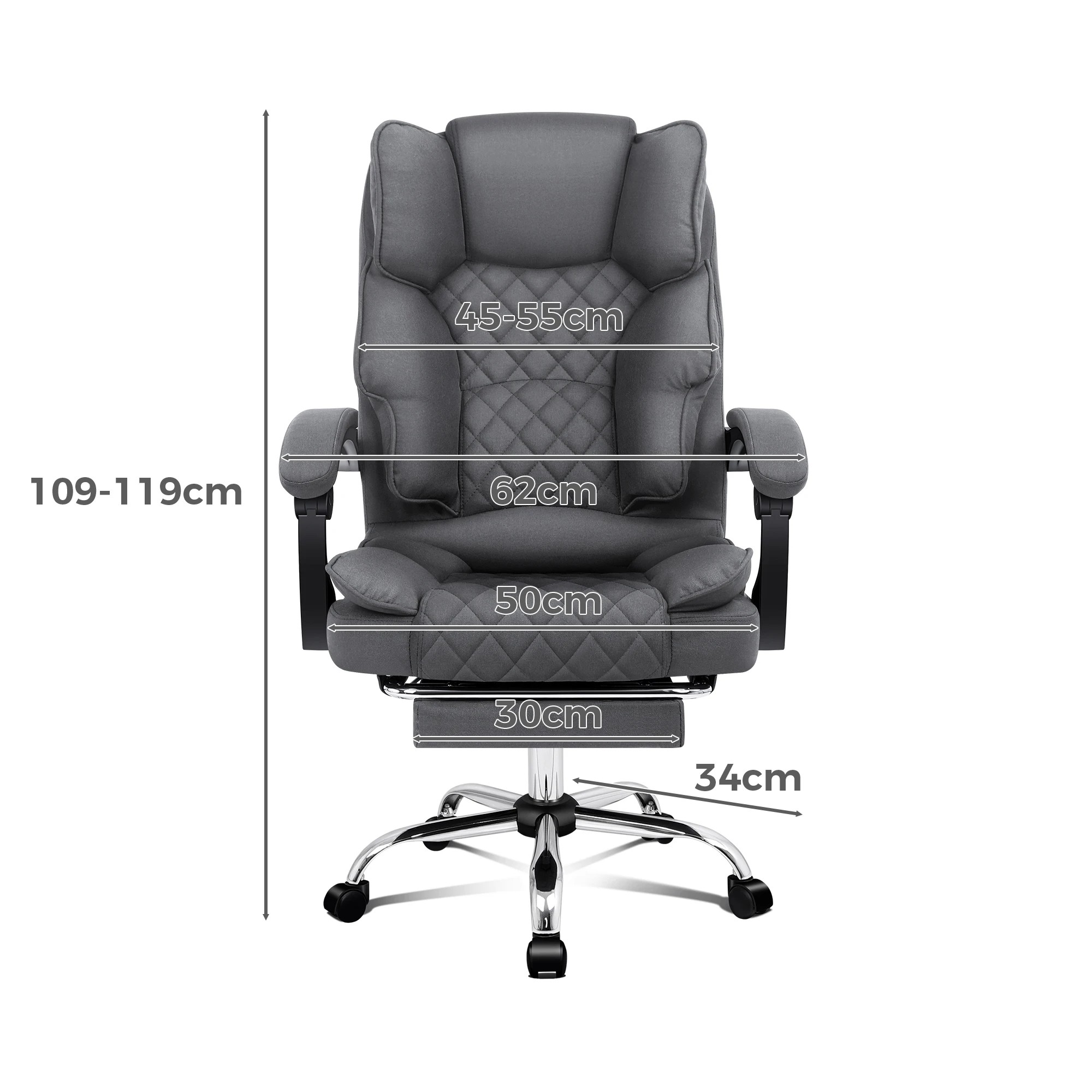 3 Alfordson Massage Office Chair Heated Fabric Seat Executive Racing Computer - Grey, 3 of 10