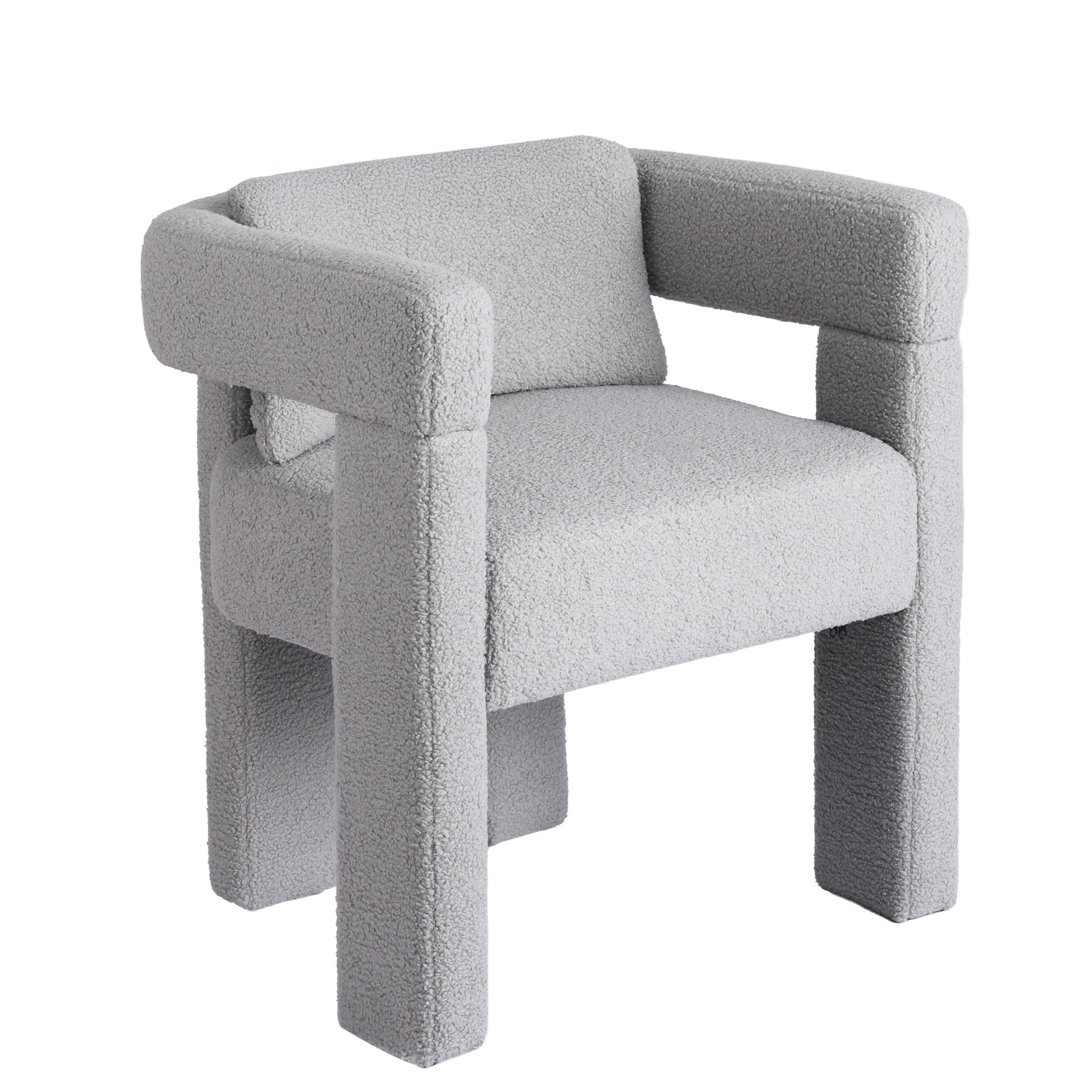 3 Artiss Armchair Accent Chair Lounge Sofa Couch Boucle Fabric - Grey, 3 of 4