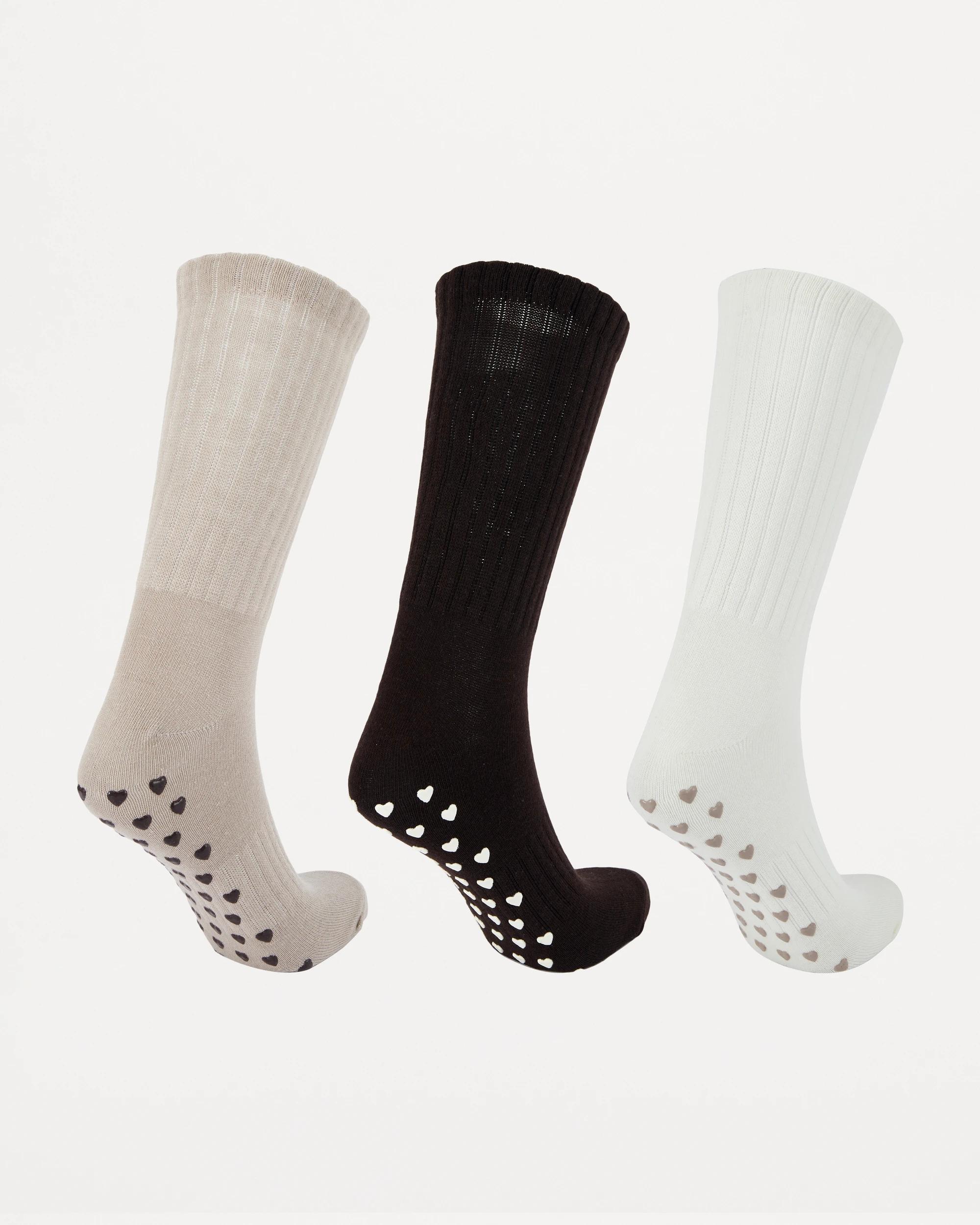 2 3 Pack Non Slip Crew Socks Neutral Ns, 2 of 3