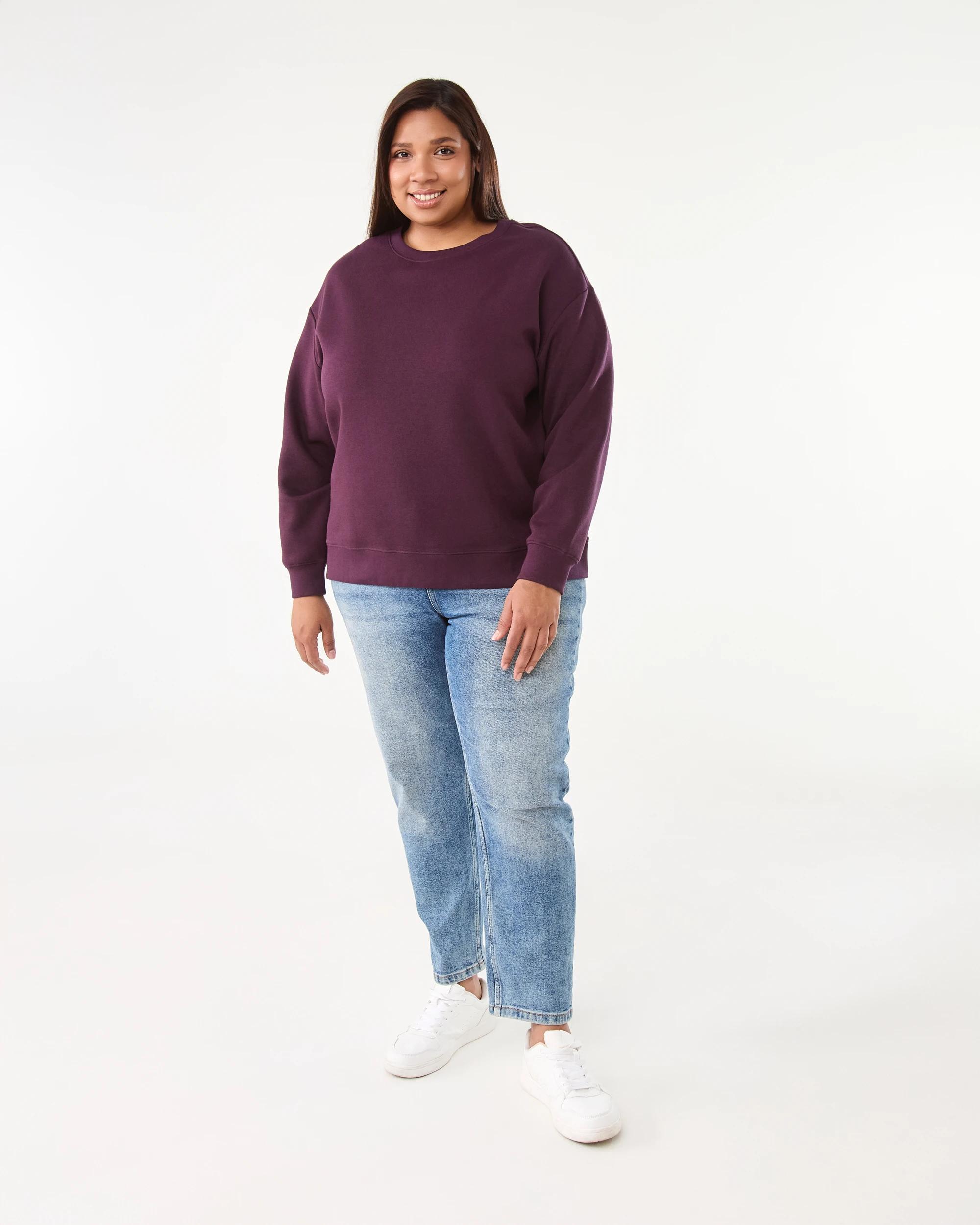 7 Curve Long Sleeve Boxy Sweatshirt Plum Jam, 7 of 7