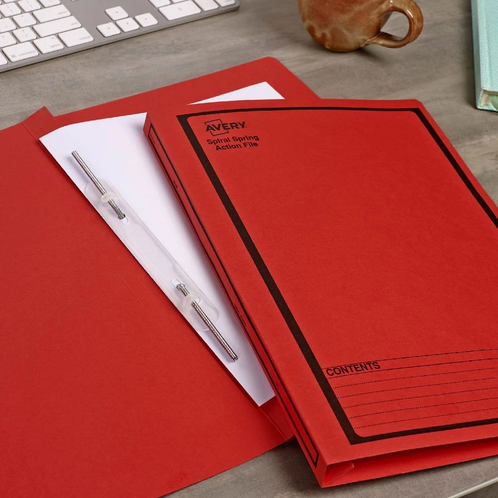 3 Avery Spiral Spring File Foolscap Red with Black Print, 3 of 7