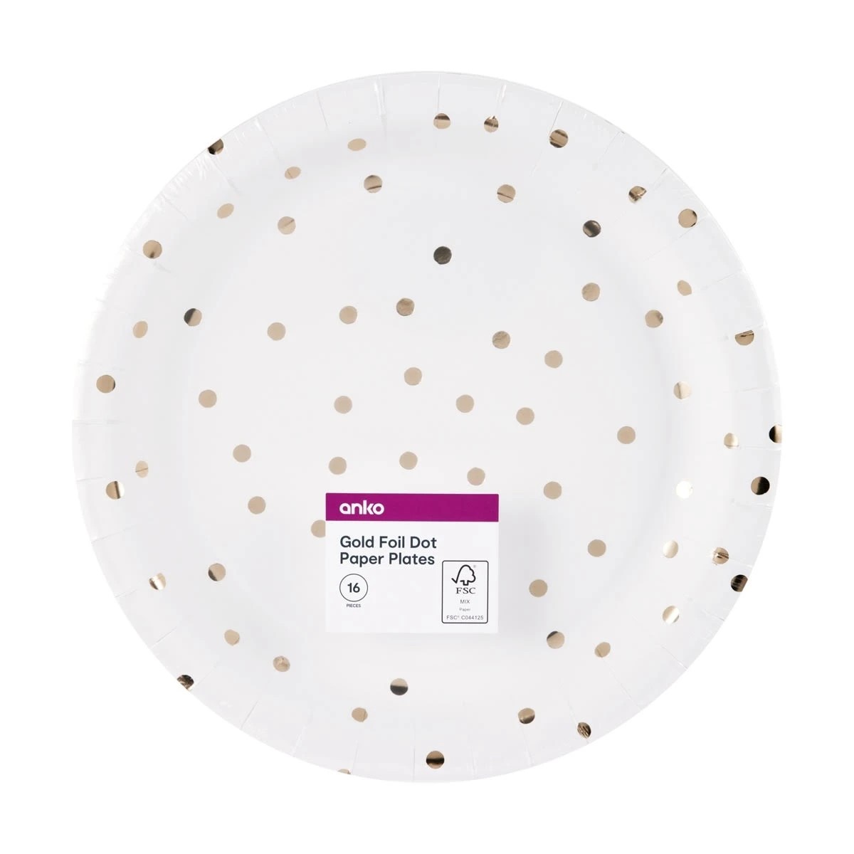 7 16 Piece Gold Foil Dot Paper Plates, 7 of 7