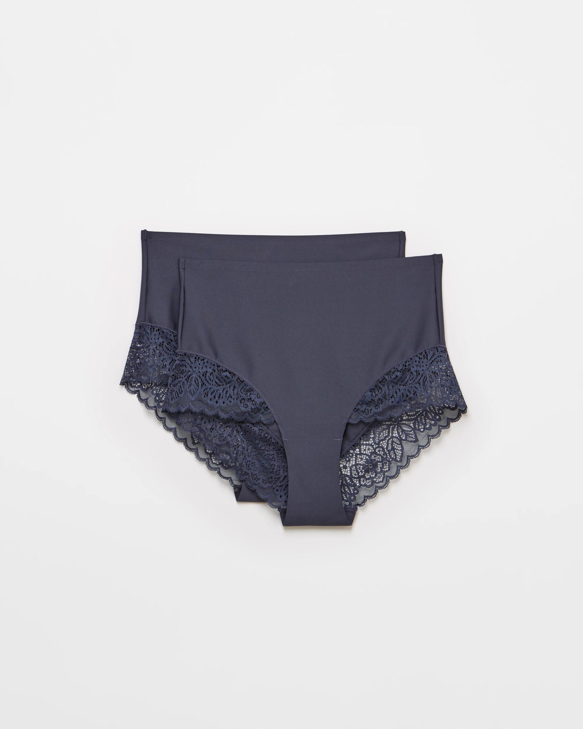 1 Target Woman Luna 2 Pack Smooth Touch Lace Bonded Waist Full Briefs WINTER BLUE, 1 of 4