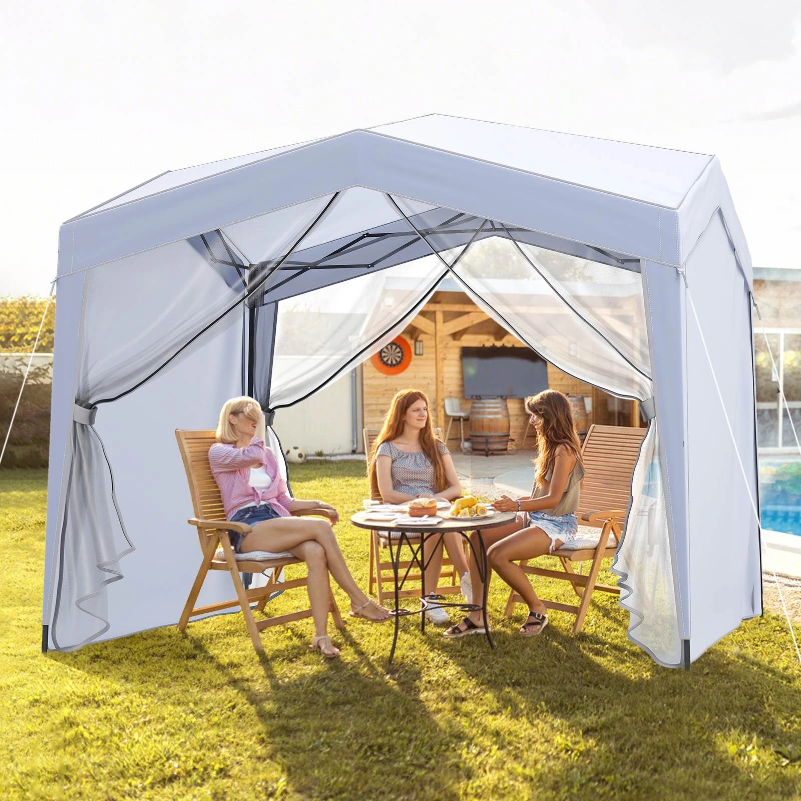 2 Costway 3 x 3 m Pop up Canopy Tent w/4 Sidewalls 16 kg - White, 2 of 2