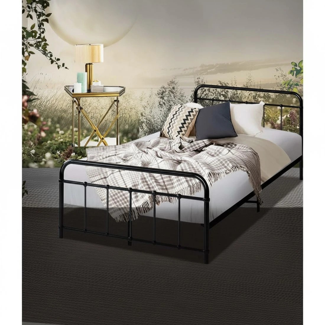 5 Artiss Bed Frame Metal Frames LEO - King Single() - Black, 5 of 7
