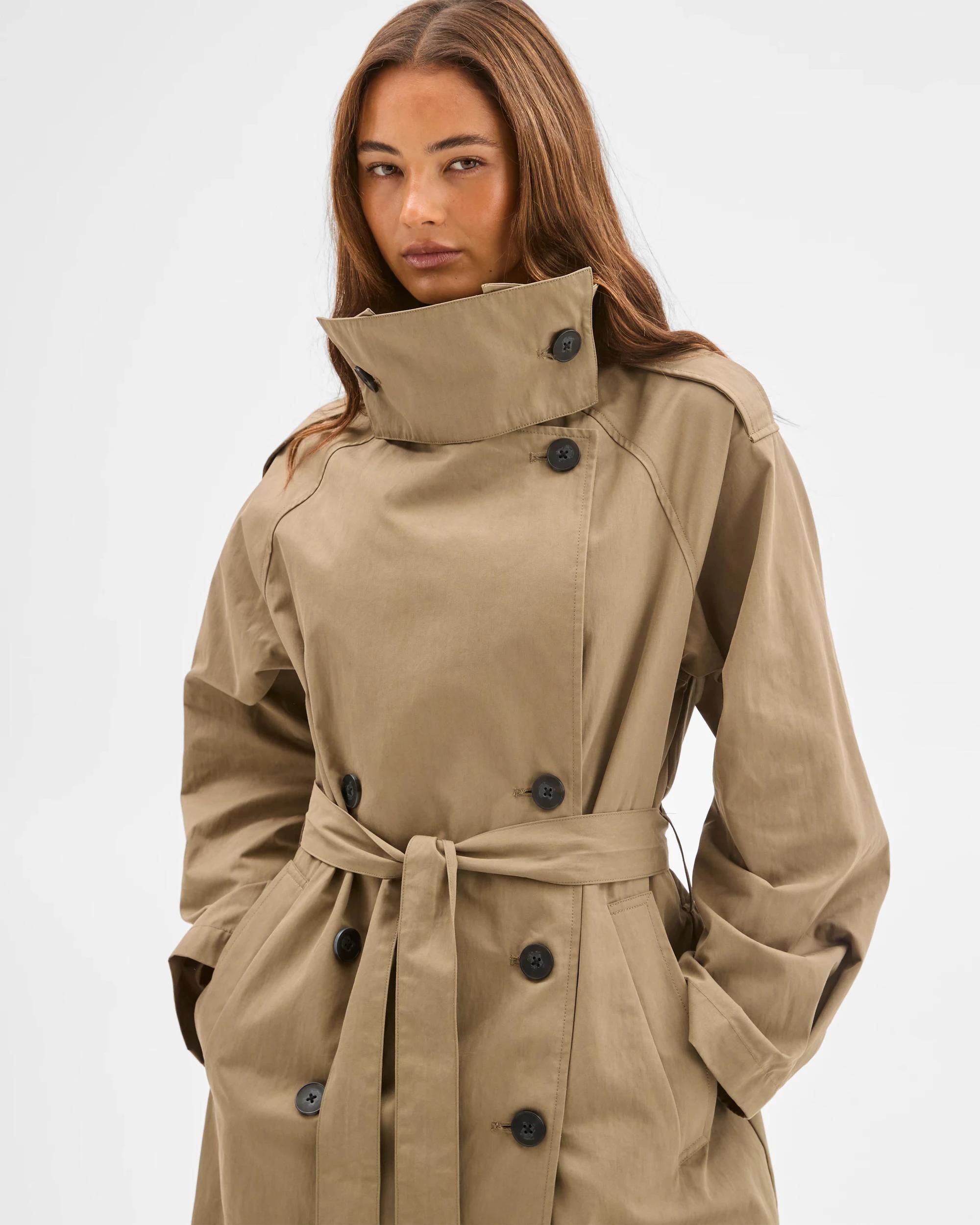 6 Lily Loves Australian Cotton Blend Statement Trench Coat KHAKI, 6 of 7