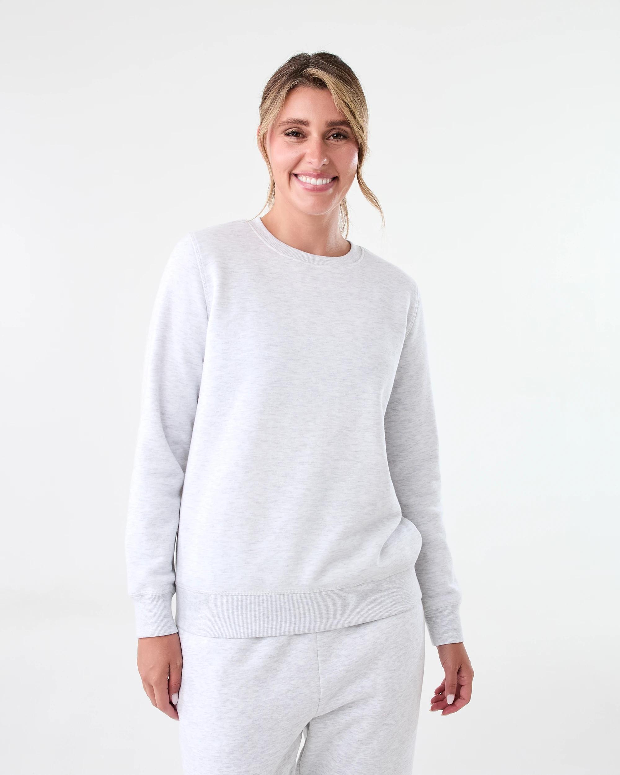 1 Active Womens Basic Crew Neck Sweatshirt Heather, 1 of 7