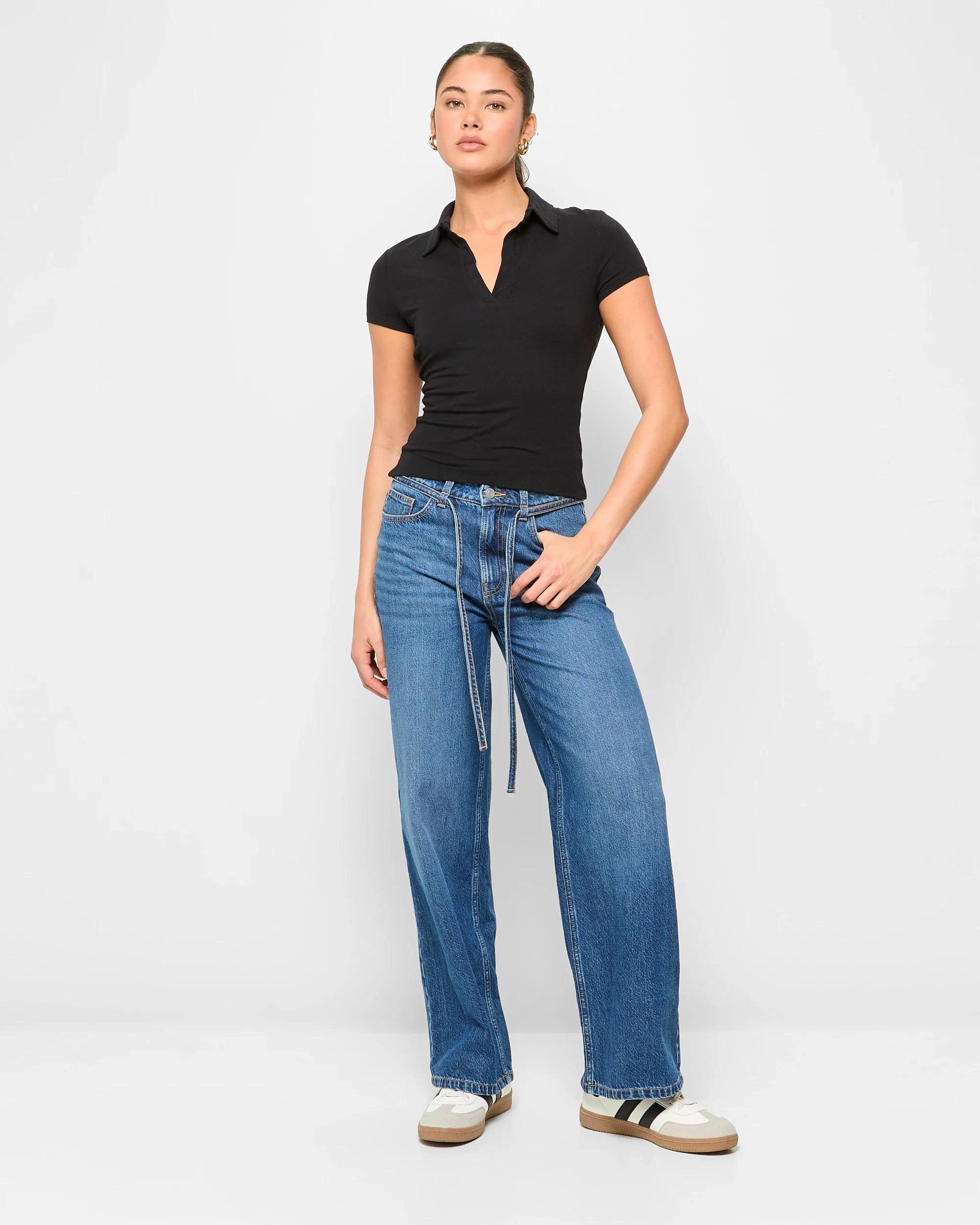 2 Australian Cotton Double Layer Polo Top - Lily Loves BLACK, 2 of 5