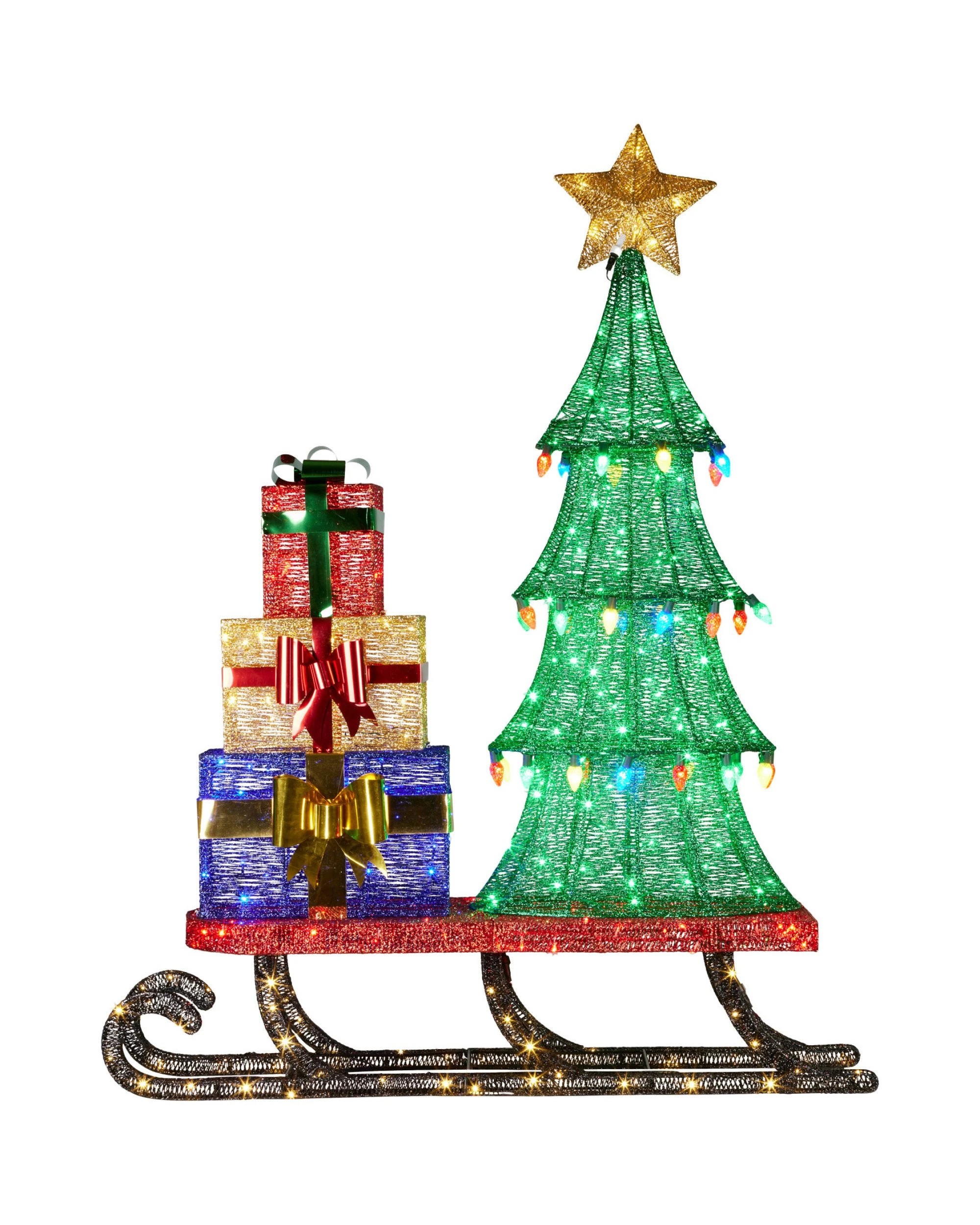 1 Christabelle Christmas Display Sled With Tree And Presents - 183cm, 1 of 8