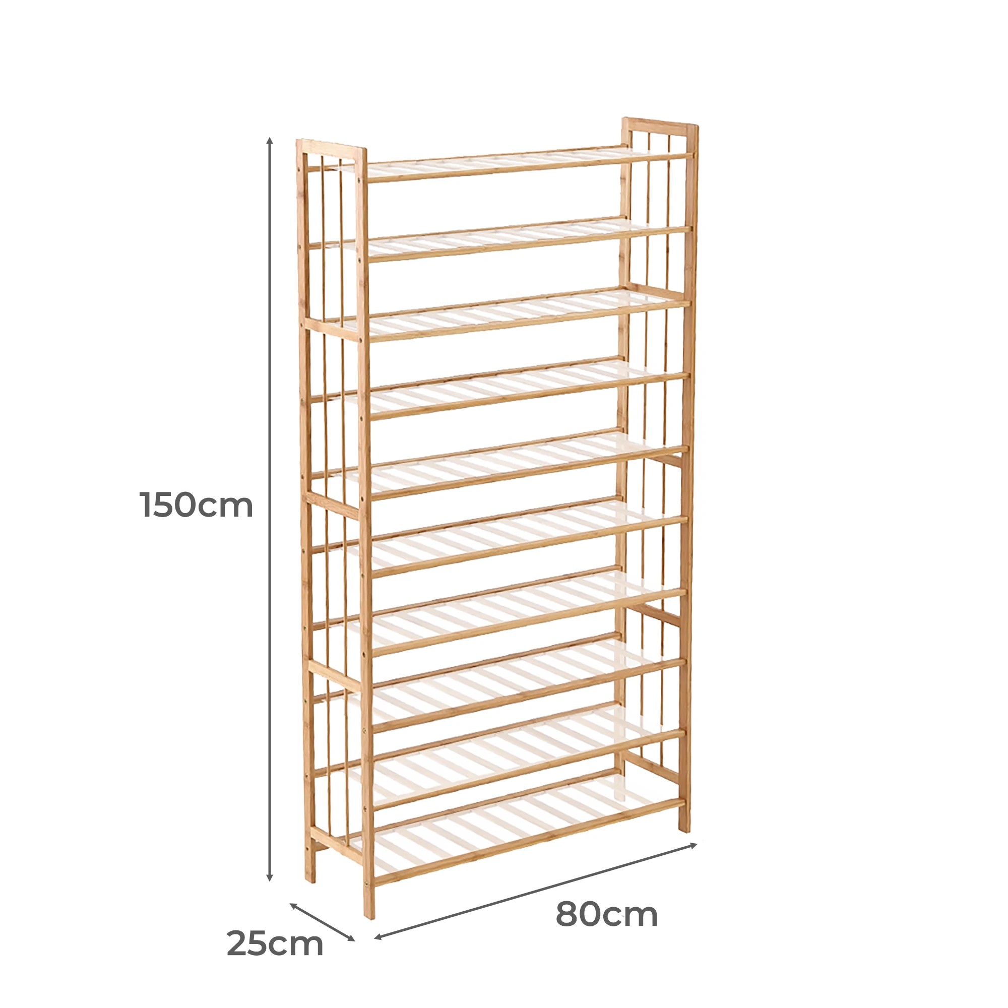 3 Levede 80cm 10 Tier Bamboo Shoe Rack, 3 of 7