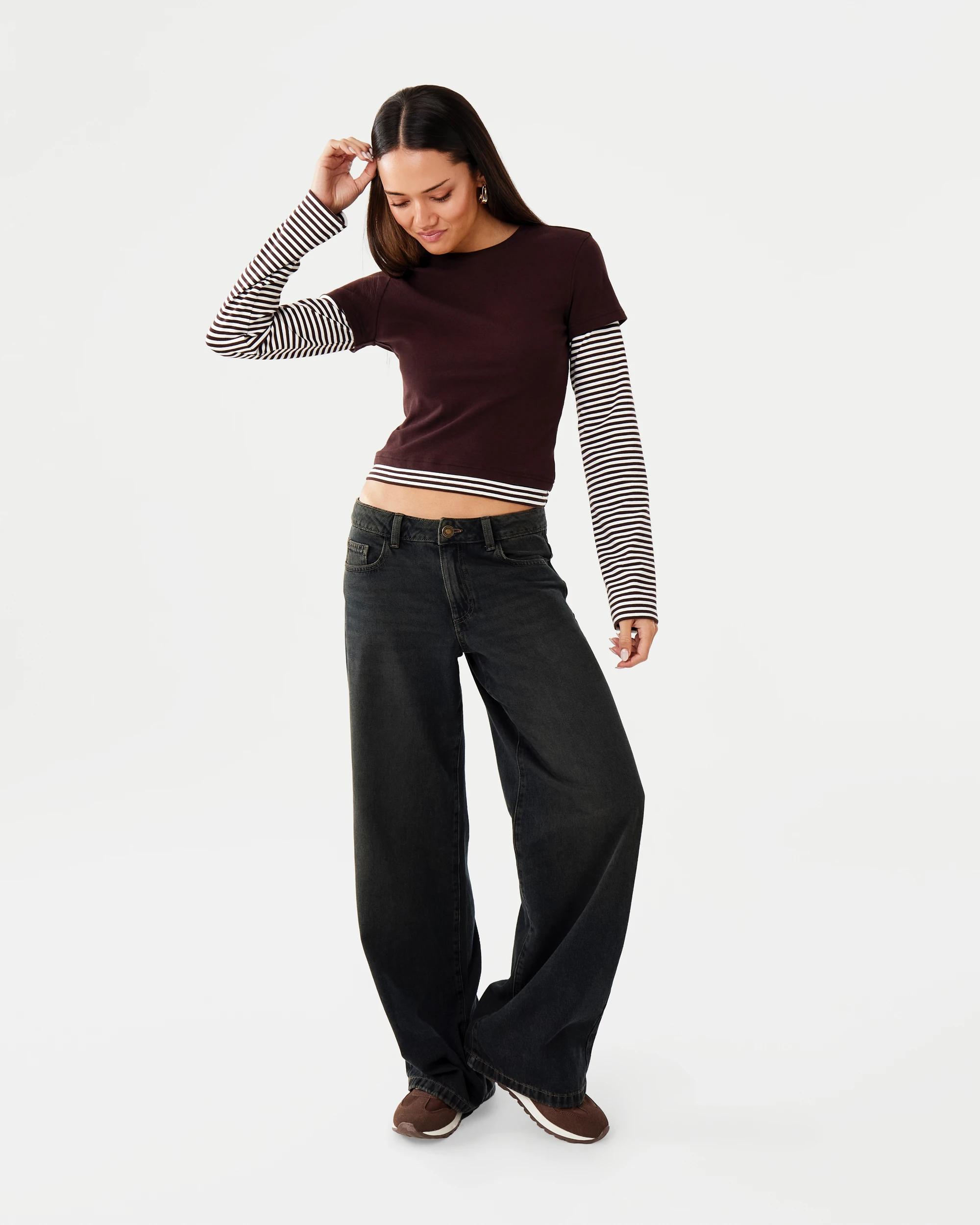 2 Long Sleeve Double Layer Top Choc Plum, 2 of 8