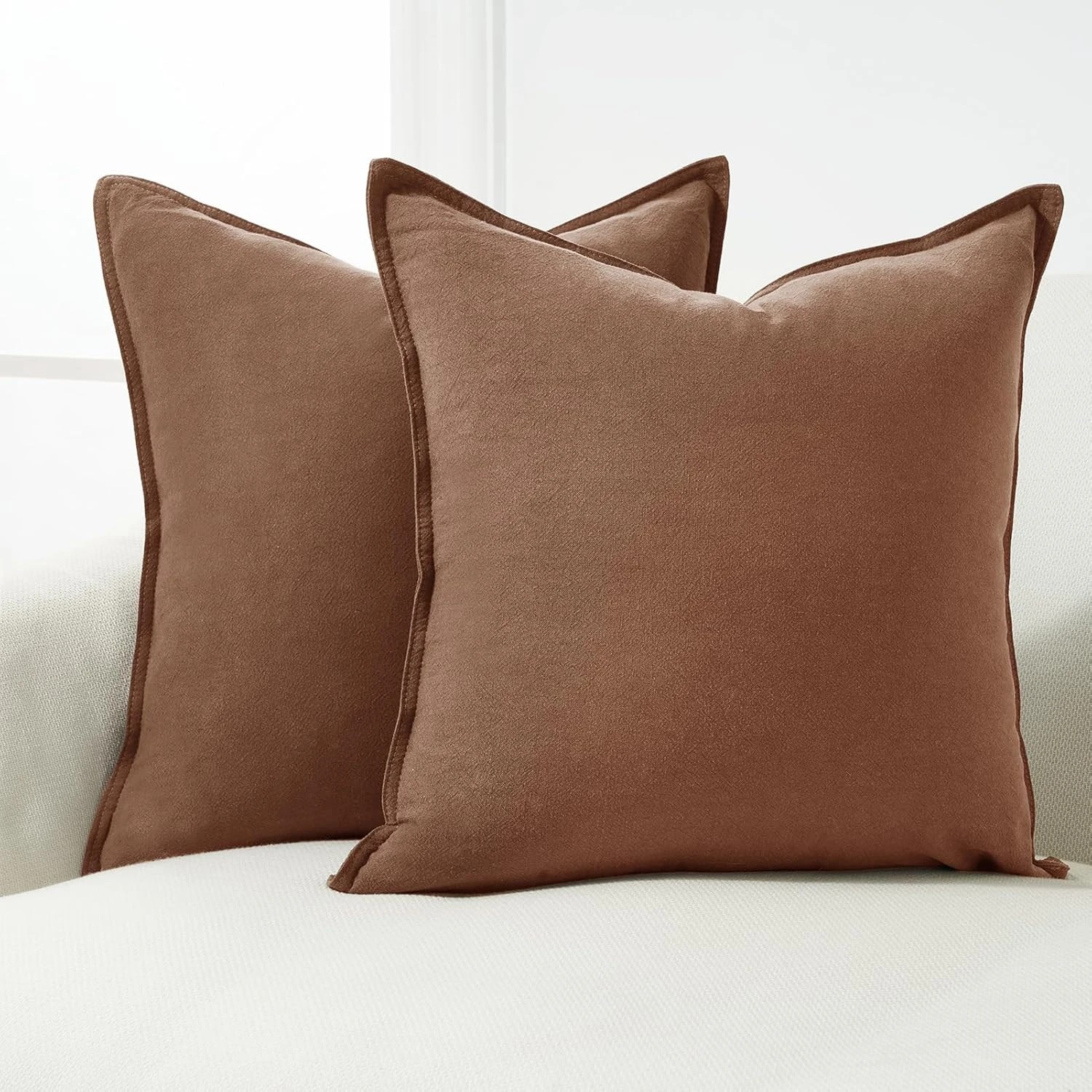 2 Gioia Casa 2-Pack Linen-Cotton Blend Cushion Covers 45x45cm - Cocoa Brown, 2 of 5