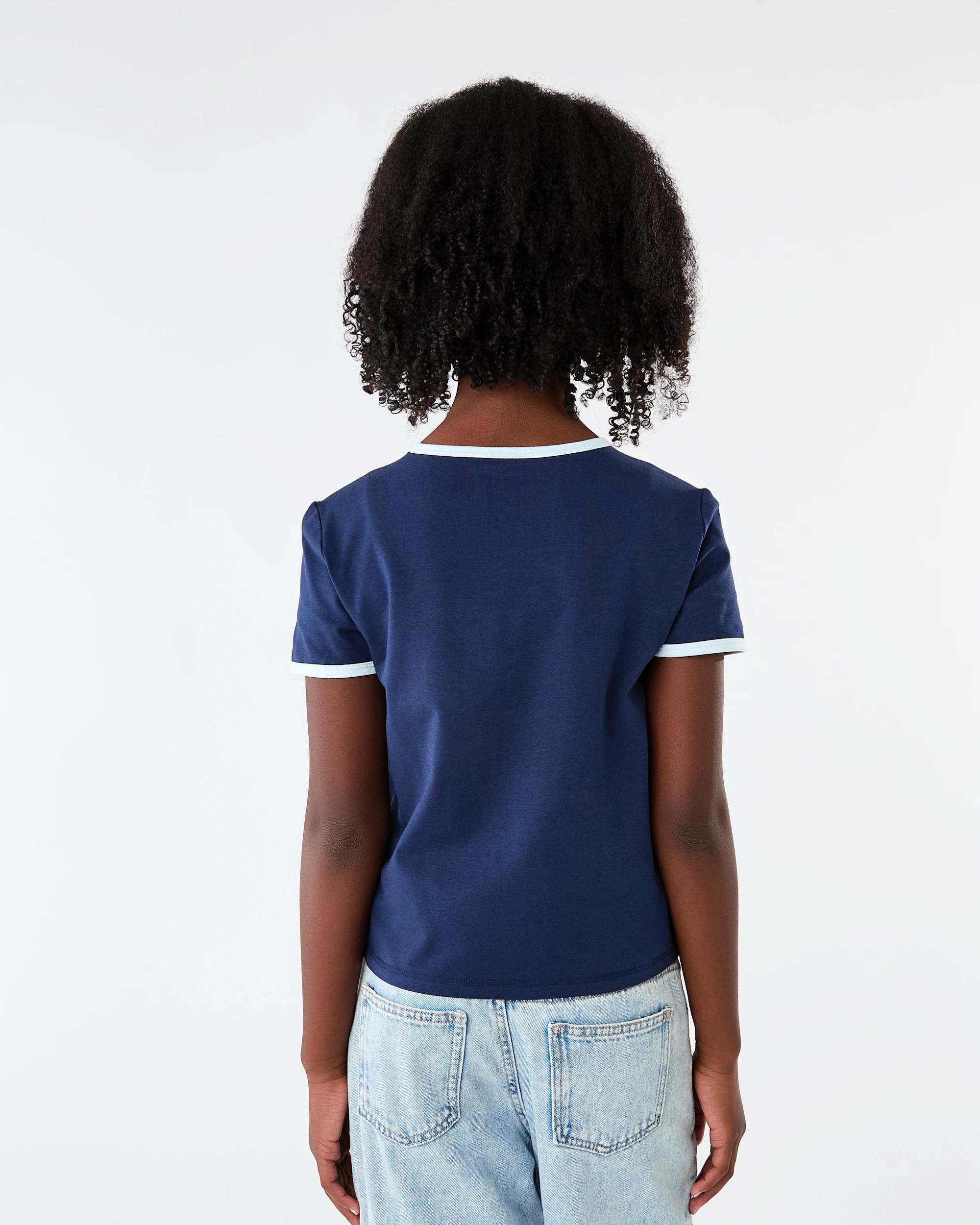 2 Short Sleeve Embellished Ringer T-shirt Navy Stars, 2 of 7