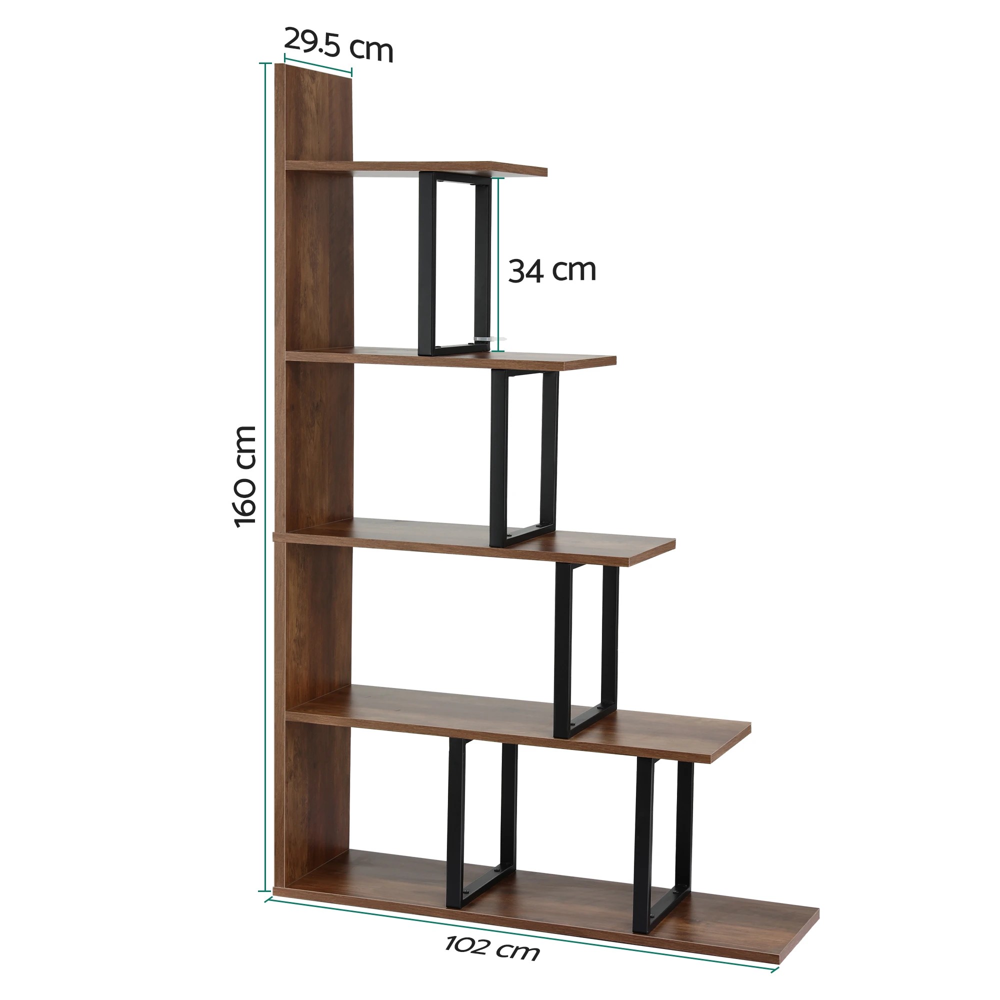 3 Artiss 5 Tiers Bookshelf Ladder Corner Shelf Bookcase - Brown, 3 of 9
