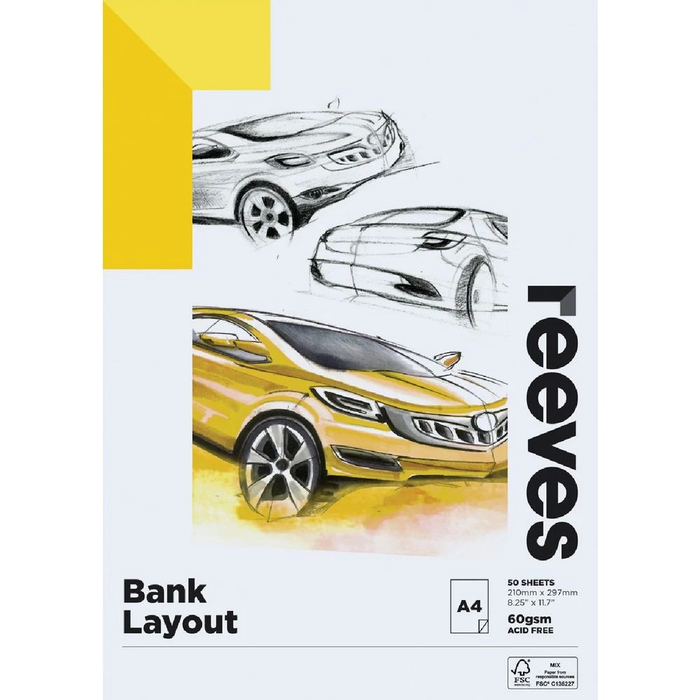 1 Reeves Bank Layout Pad 60gsm 50 Sheets A4, 1 of 1