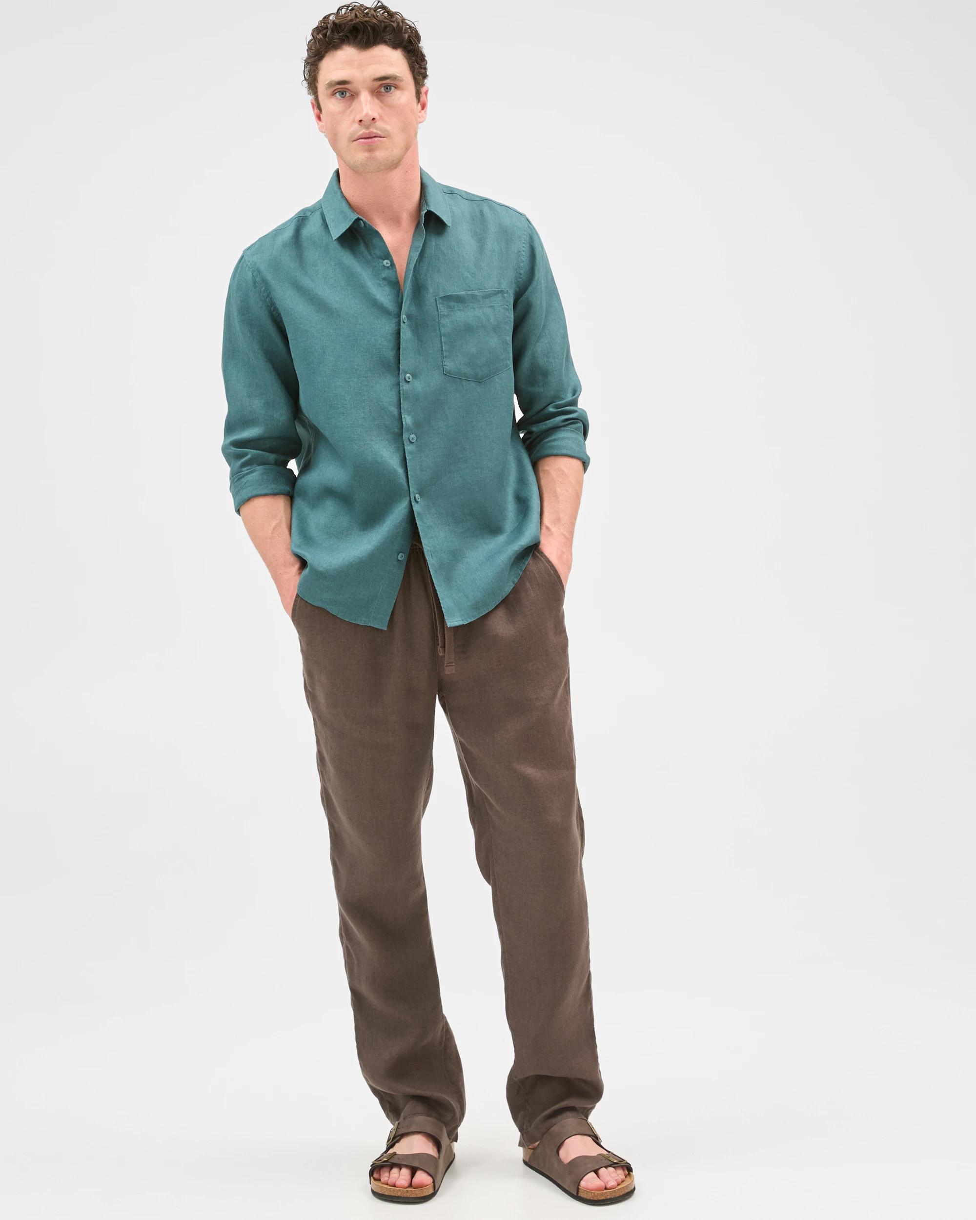 1 Target Man European Linen Full Length Pants CHOCOLATE, 1 of 7