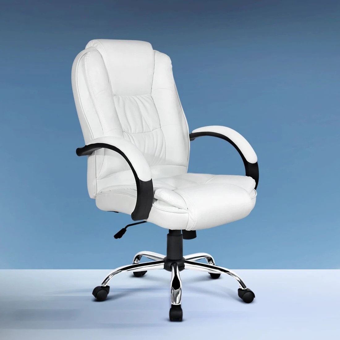 3 Artiss Executive Office Chair Leather Tilt - White, 3 of 5