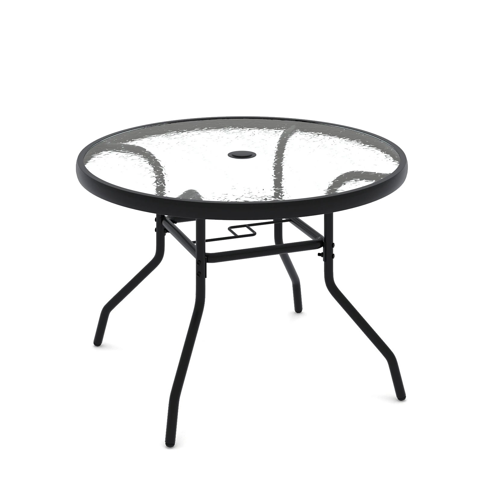 1 Costway Outdoor Round Bistro Table Patio Side Table w/Tempered Glass Top - Black, 1 of 1