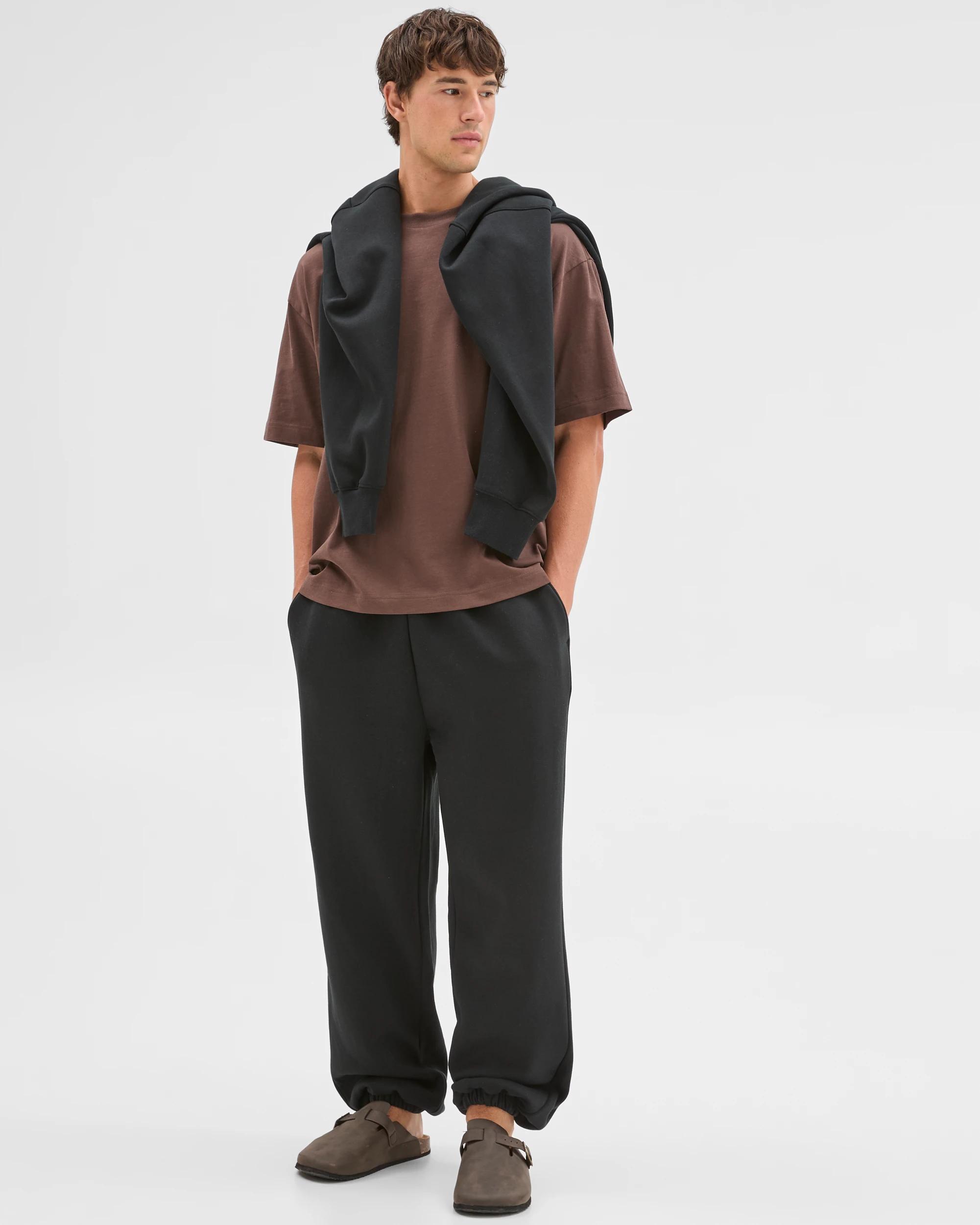1 Commons Australian Cotton Blend Heavyweight Cuffed Trackpants BLACK, 1 of 6