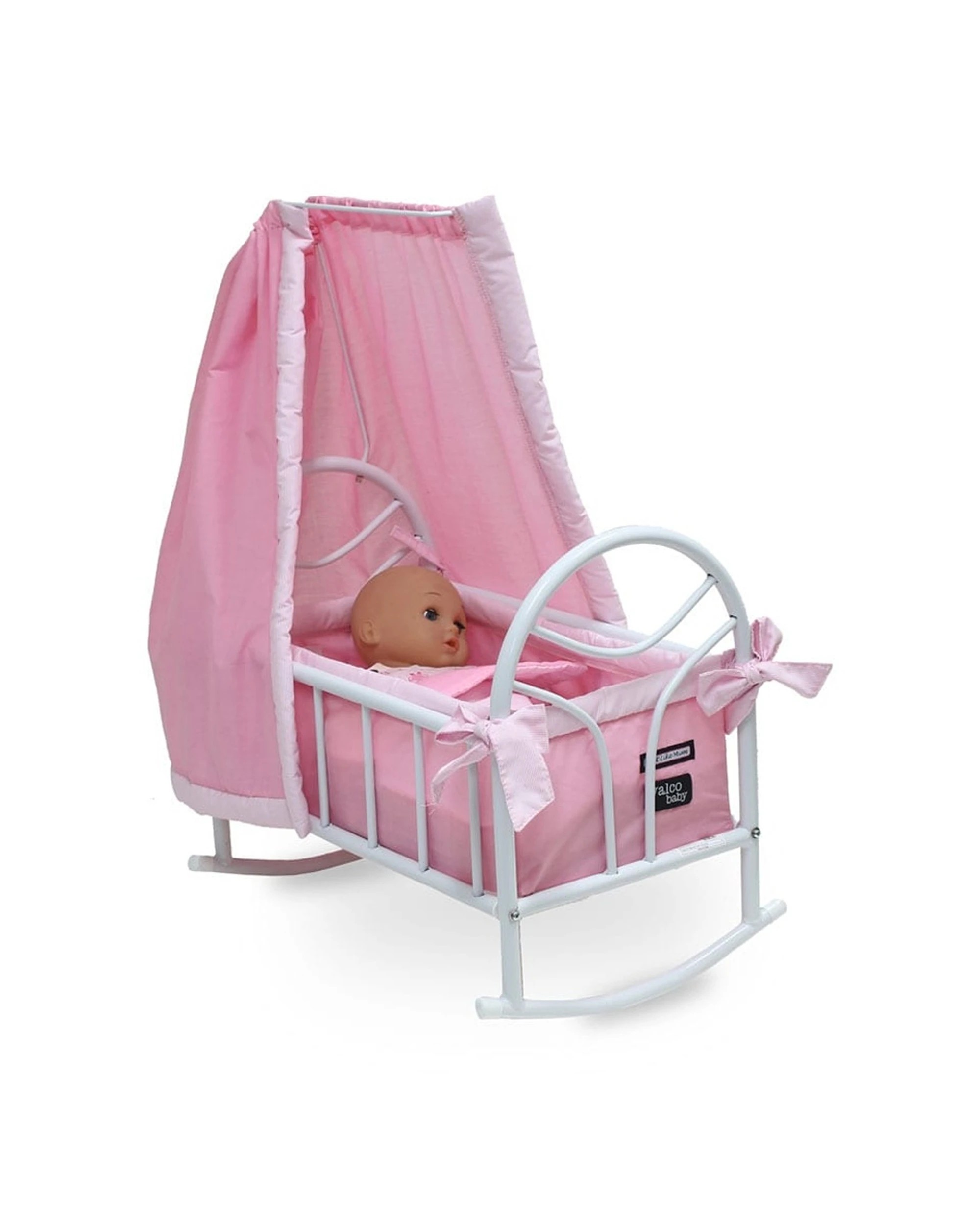 3 JustLikeMum Kids Pretend Play Doll Rocking Cradle Steel Frame Washable Fabr - Pink, 3 of 7